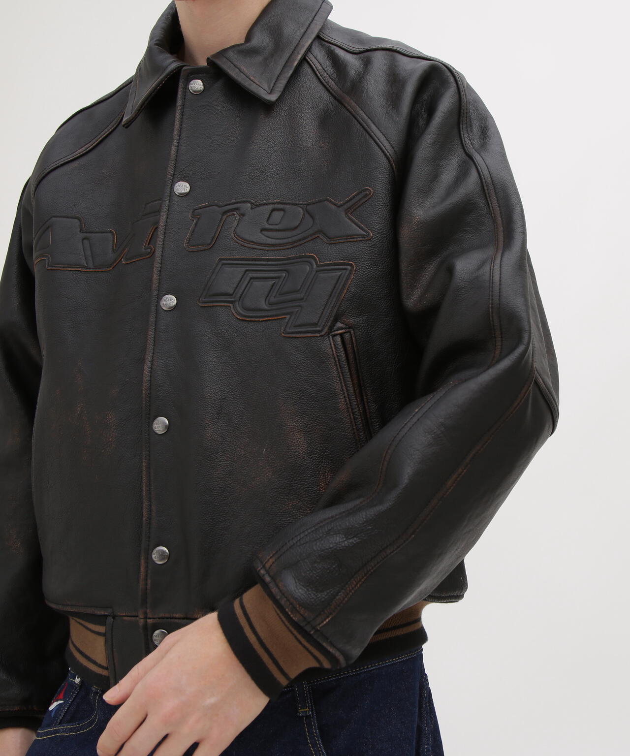 AVIREX GOALERS レザージャケット ヴィンテージ 牛革 VARISTY LEATHER ”GOALERS” VINTAGE BLACK | AVIREX