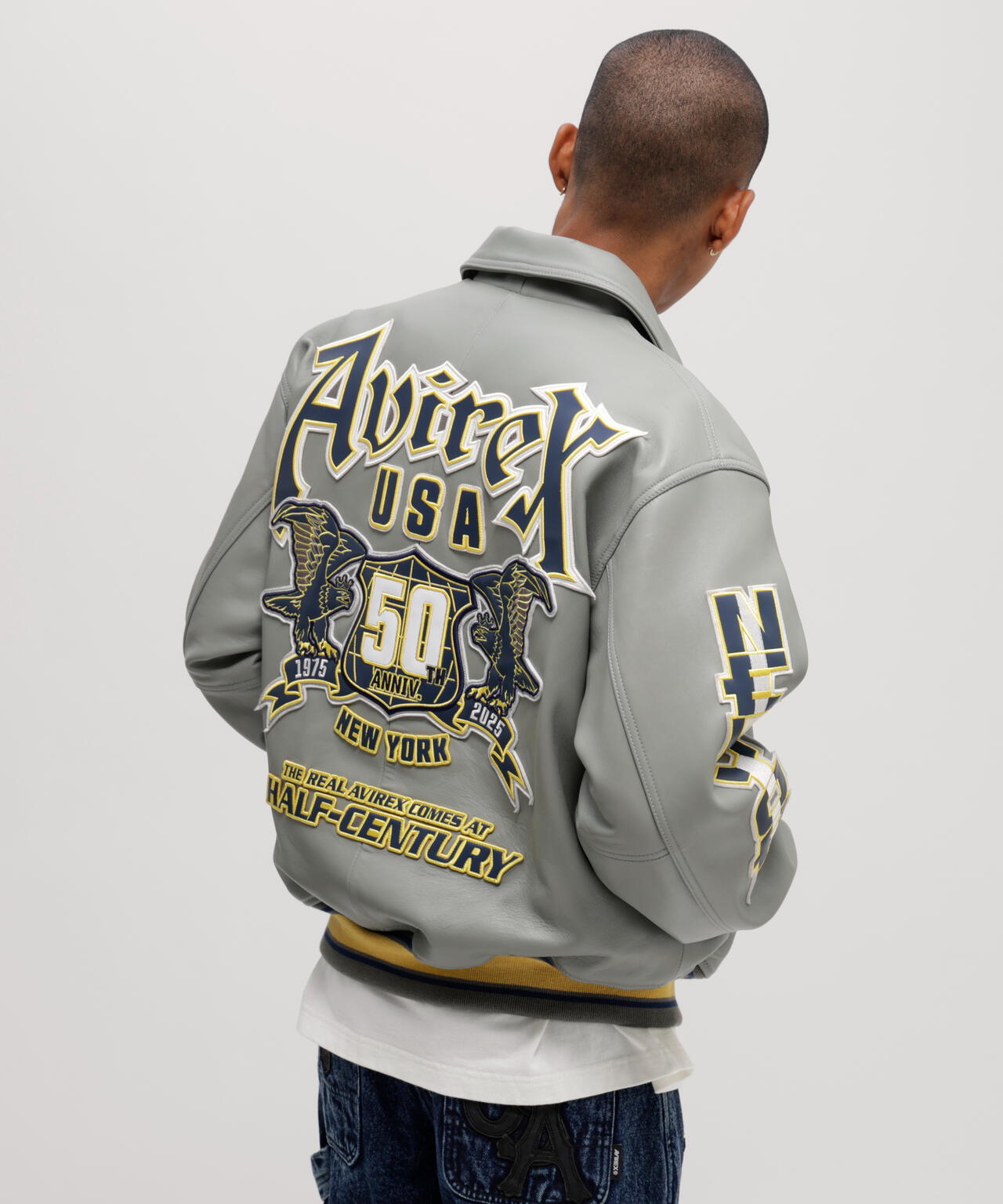 AVIREX 80's USA製 オリジナル VARSITY JACKET 50th Anniversary》GRAPHIC VARSITY LEATHER JACKET | AVIREX