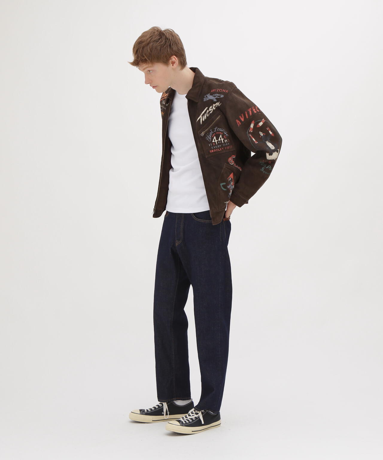 《RESTORE COLLECTION》SHEEP SUEDE TRACK JACKET ”HISTORY GRAPHIC”