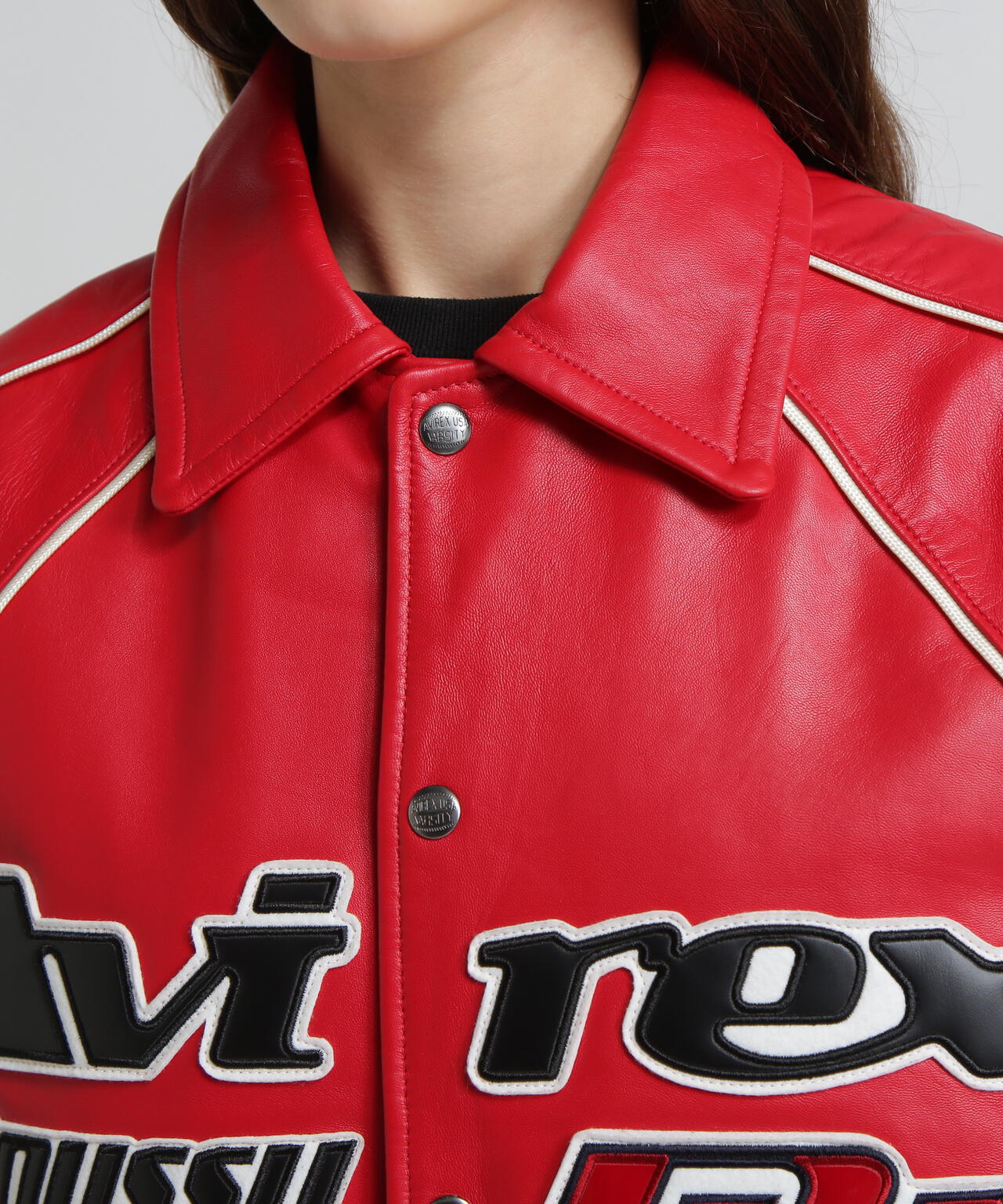 《AVIREX×MOUSSY》LEATHER VARSITY JACKET