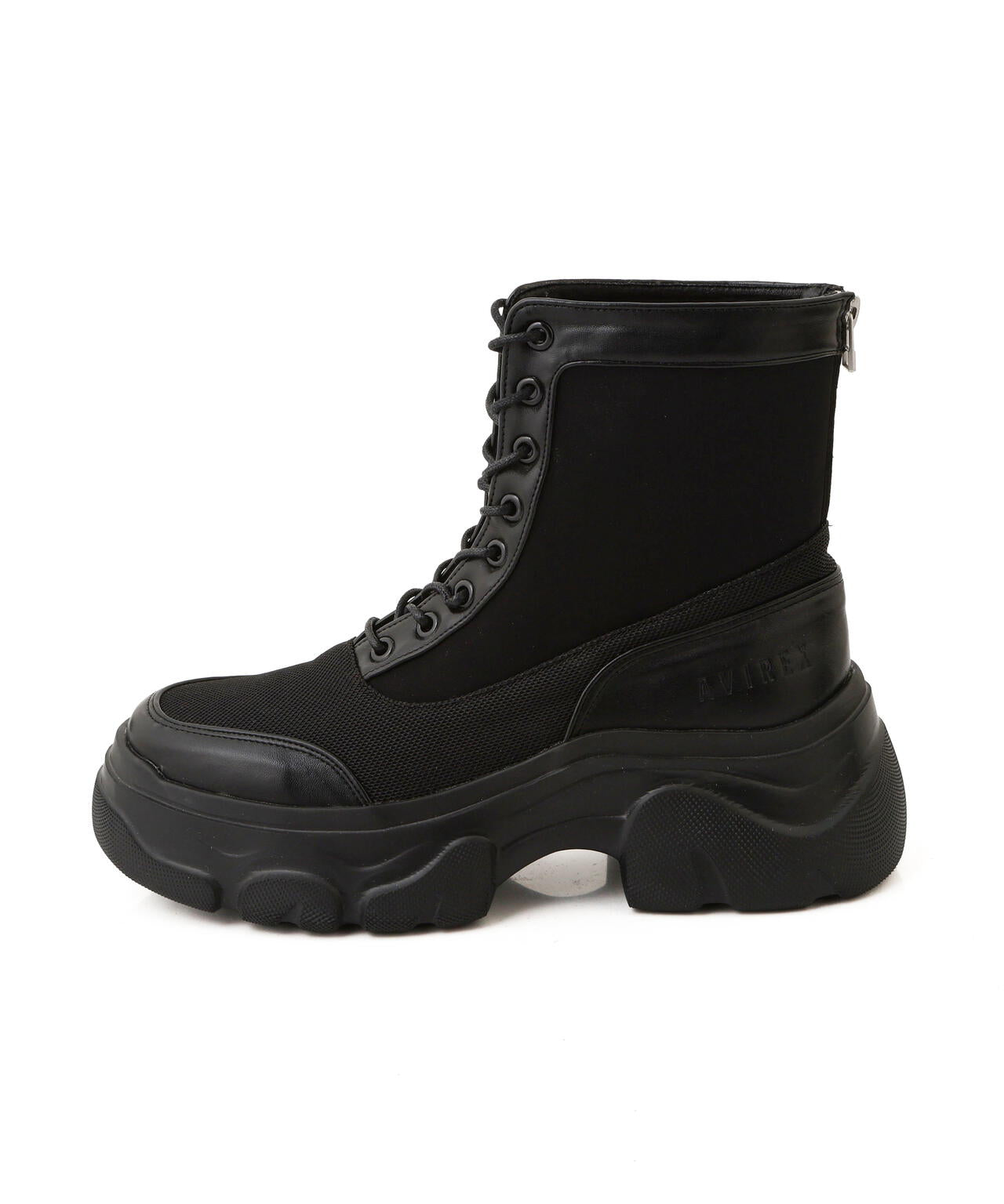 AVIREX ブラック レースアップブーツ 直営店限定》LACE UP PLATFORM BOOTS/レースアッププラットフォーム