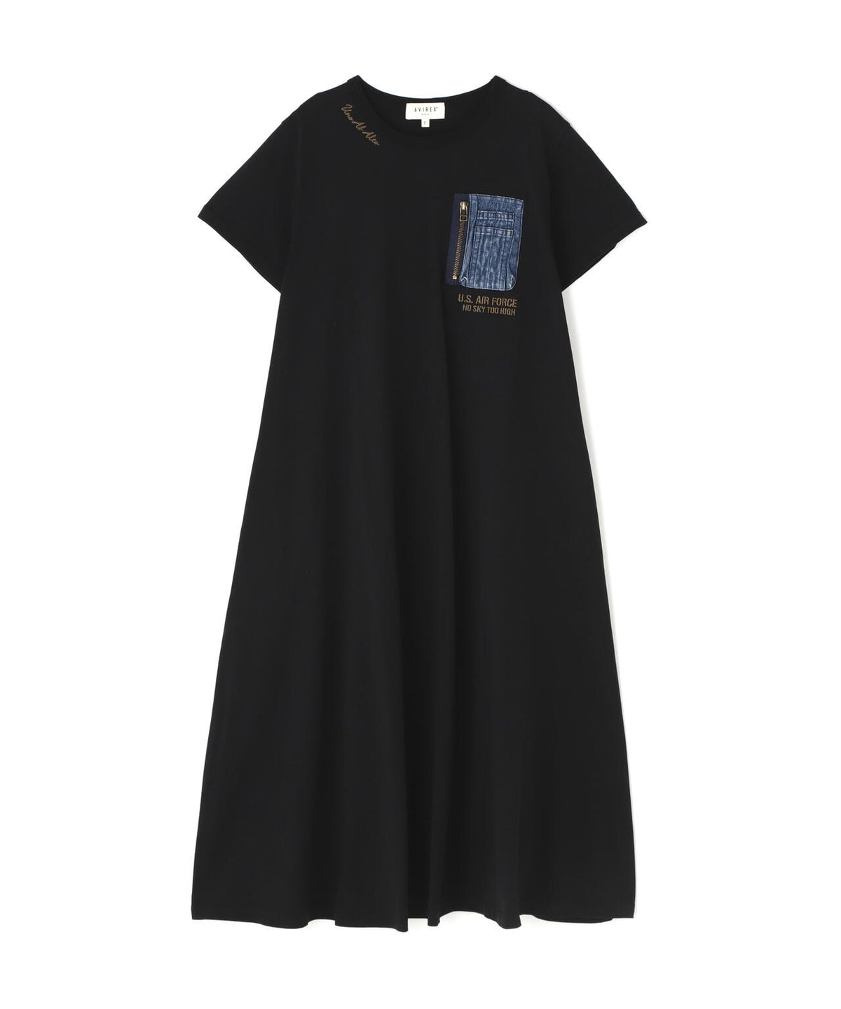 DENIM POCKET FLARE ONEPICE/デニム ポケット フレア ワンピース 