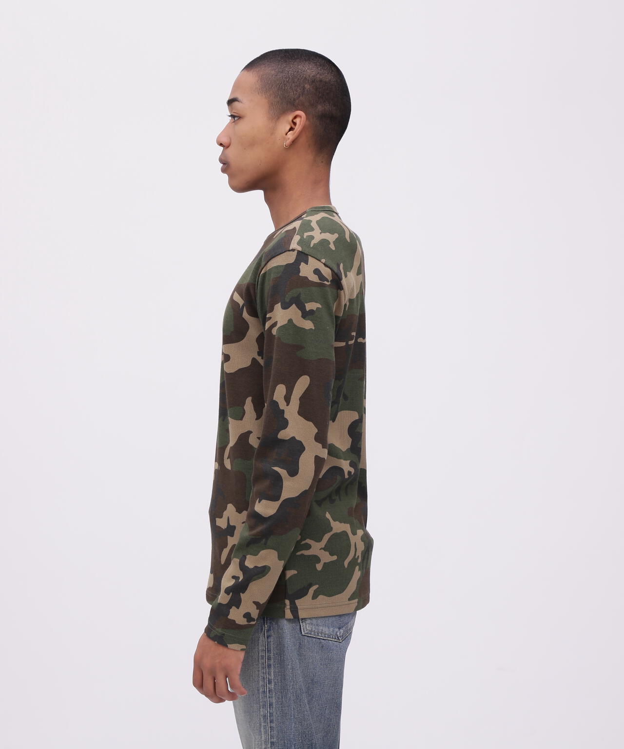 DAILY/デイリー》 RIB LONG SLEEVE CREW NECK T-SHIRT ”CAMOUFLAGE