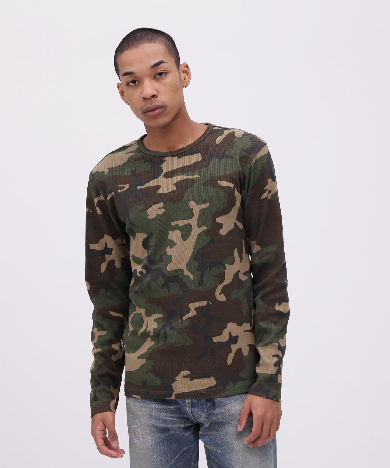 DAILY/デイリー》 RIB LONG SLEEVE CREW NECK T-SHIRT ”CAMOUFLAGE