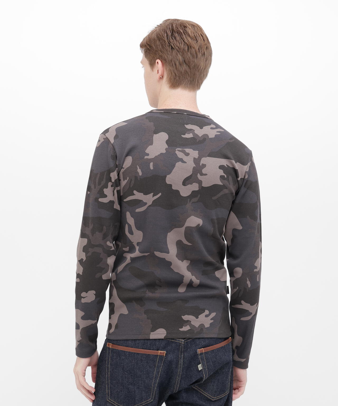 DAILY/デイリー》RIB LONG SLEEVE HENLEY NECK T-SHIRT ”CAMOUFLAGE