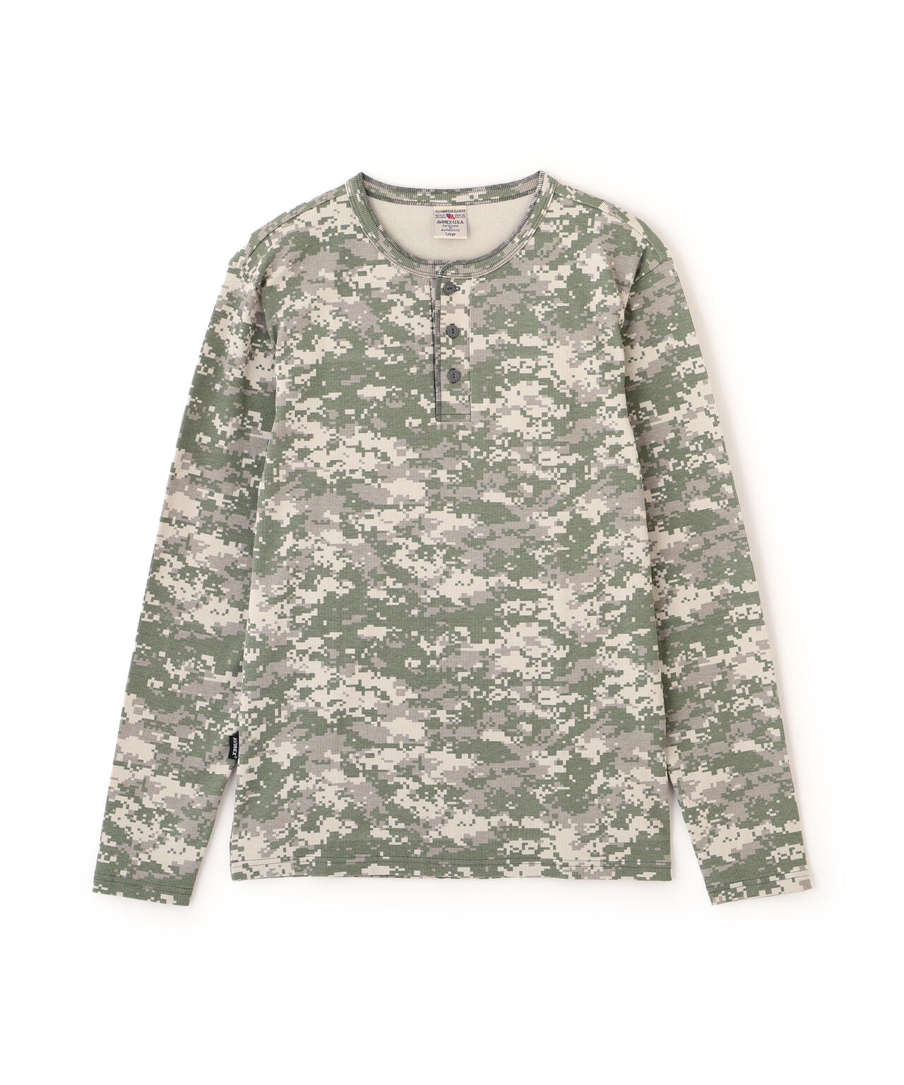 DAILY/デイリー》RIB LONG SLEEVE HENLEY NECK T-SHIRT ”CAMOUFLAGE
