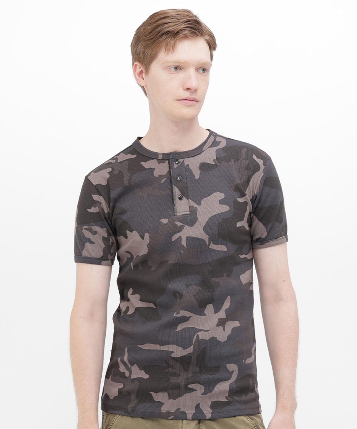 DAILY/デイリー》RIB S/S HENLEY NECK T-SHIRT ”CAMOUFLAGE” | AVIREX 