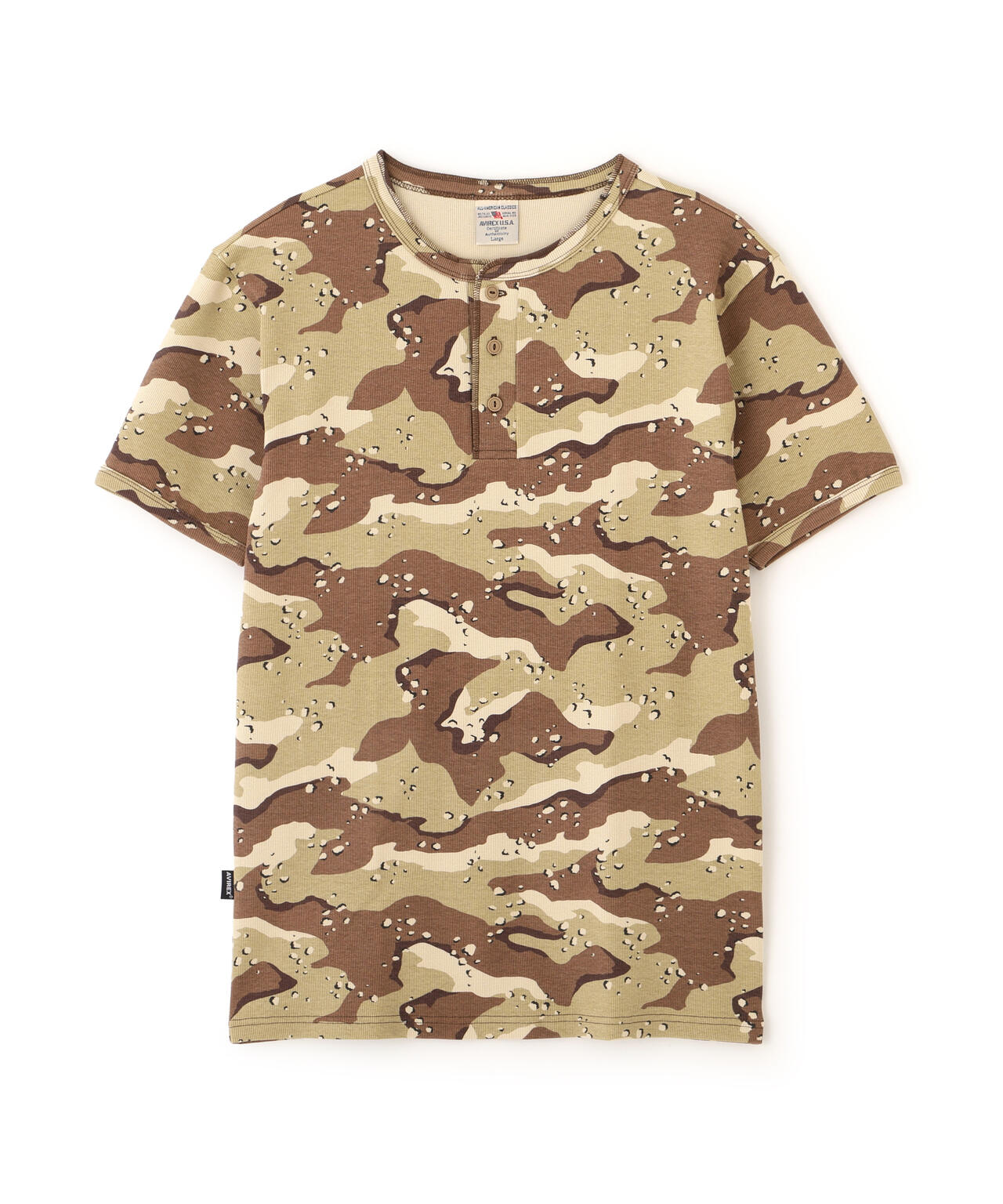 DAILY/デイリー》RIB S/S HENLEY NECK T-SHIRT ”CAMOUFLAGE” | AVIREX