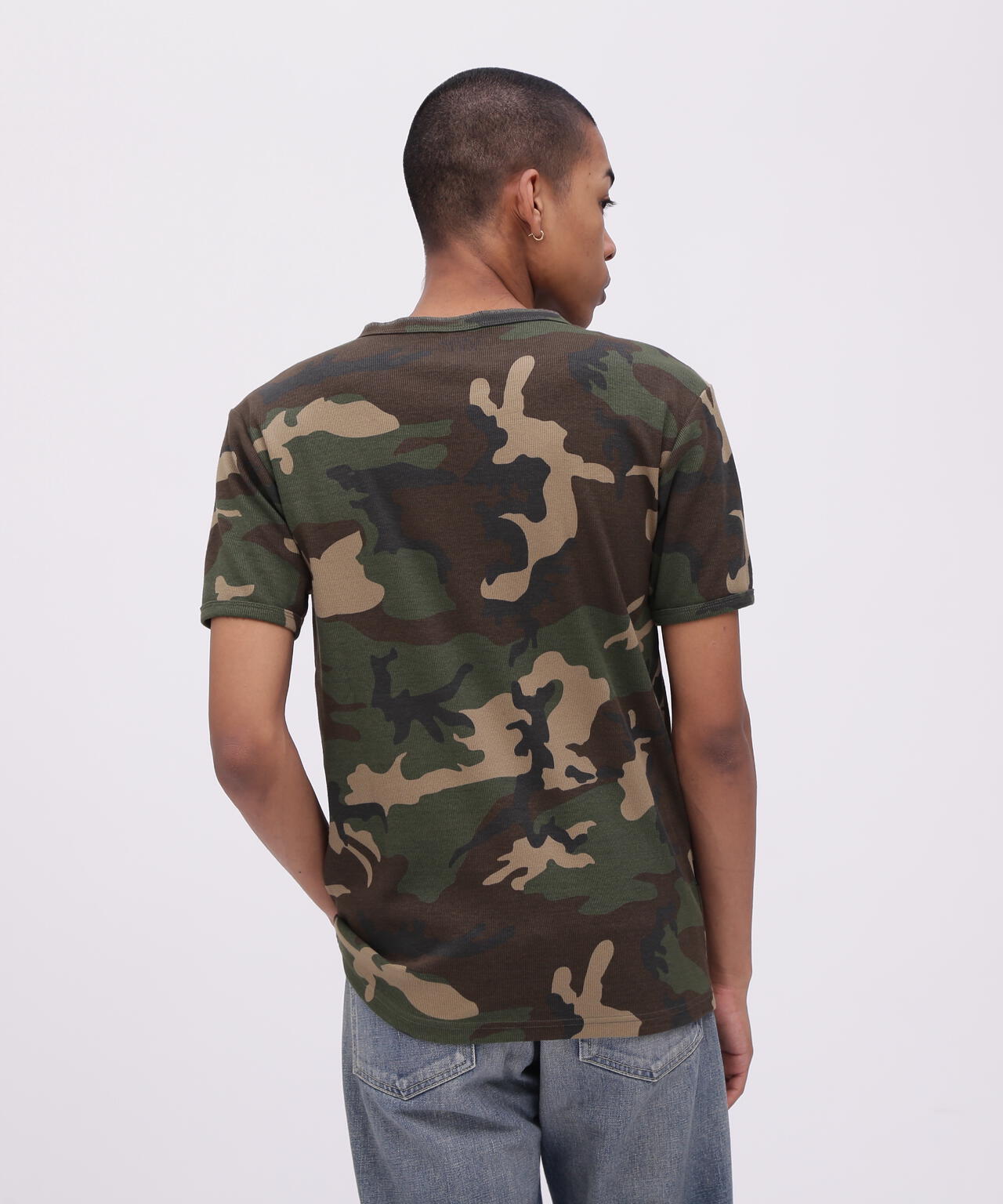 DAILY/デイリー》RIB S/S HENLEY NECK T-SHIRT ”CAMOUFLAGE” | AVIREX