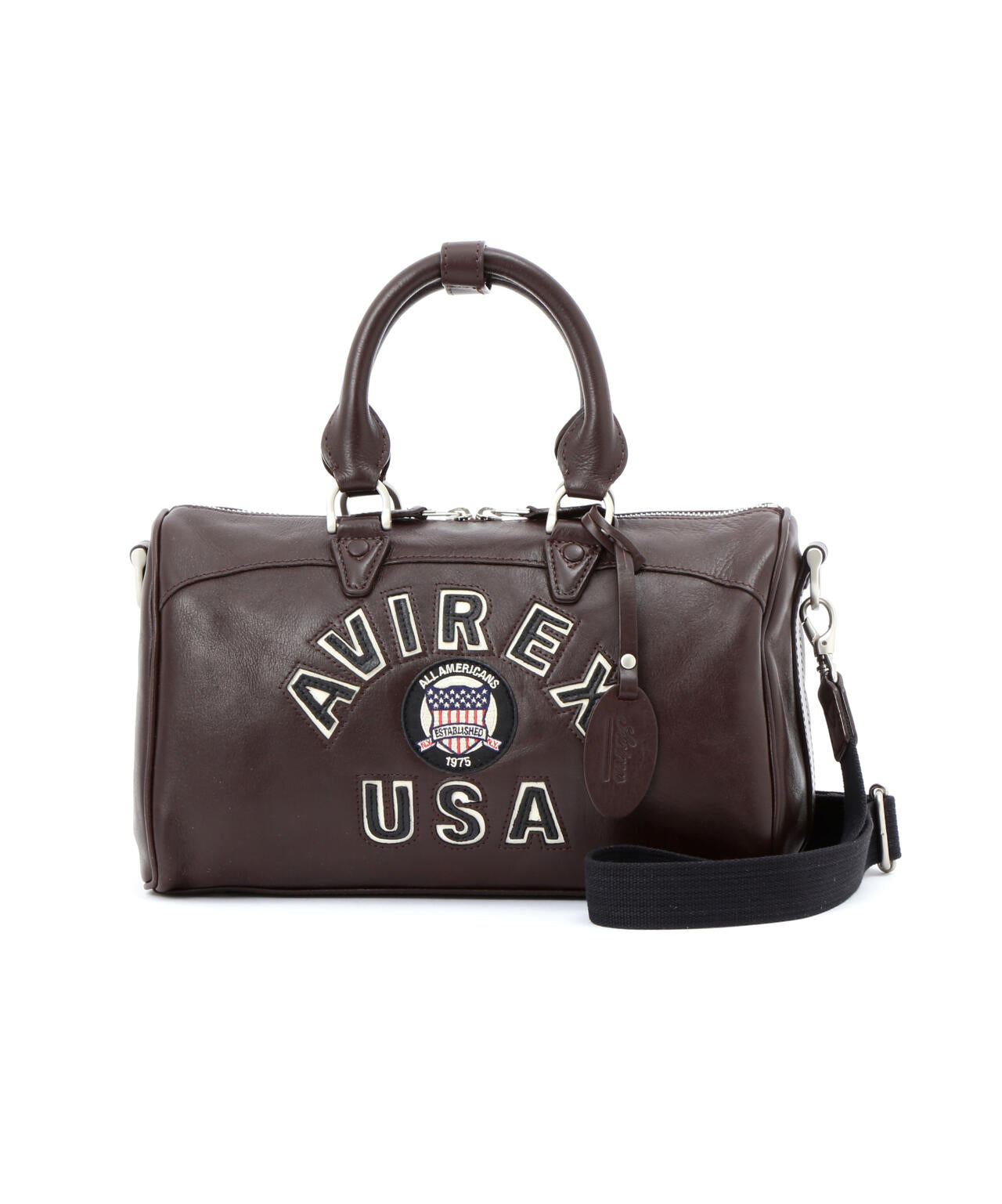 美品✨AVIREX 直営店別注 バーシティ ミニダッフル 本革 2WAY AVIREX｜《直営店別注》VARSITY LEATHER MINI DUFFLE BAG / バーシティ