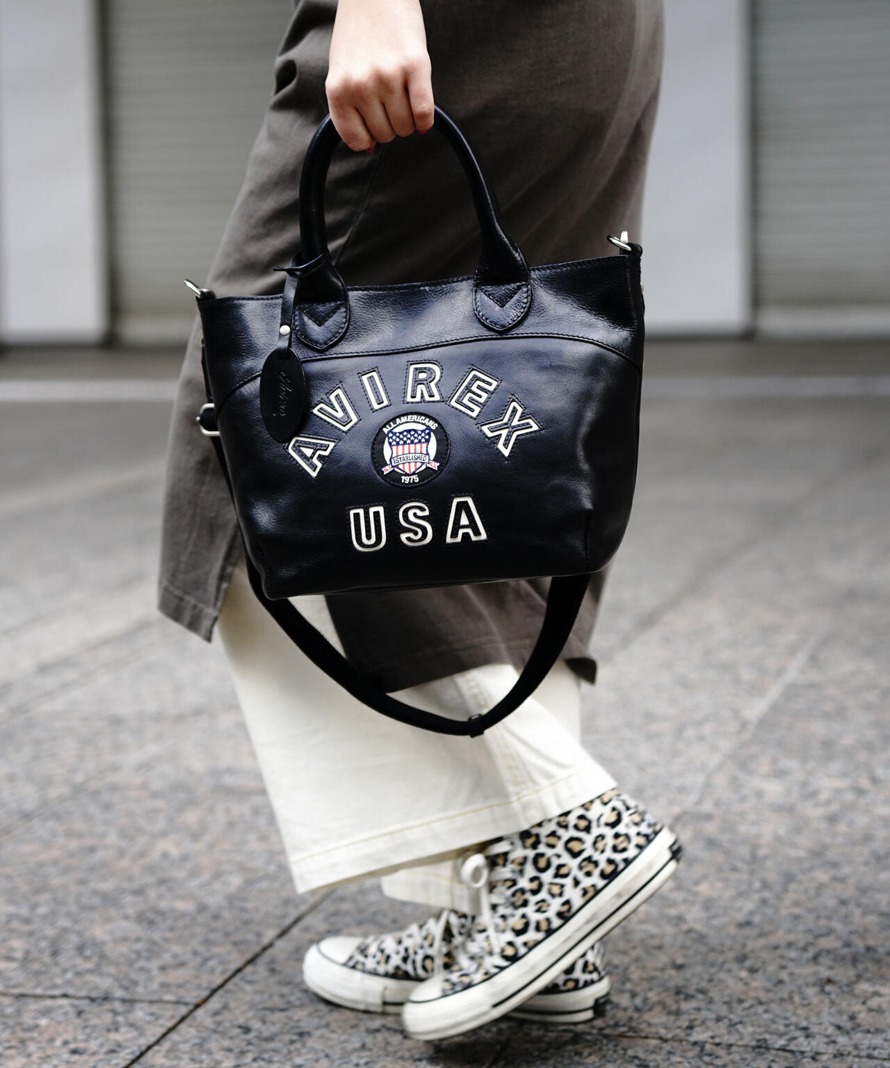 VARSITY LEATHER MINI TOTE BAG / AVX5626