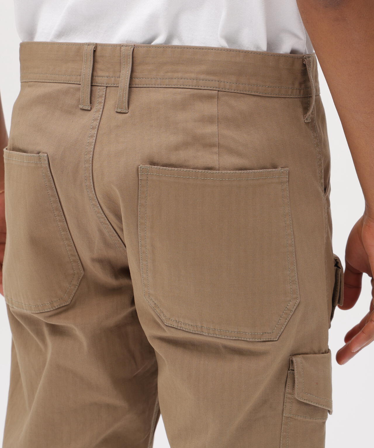STRETCH HERRINGBONE CARGO PANTS