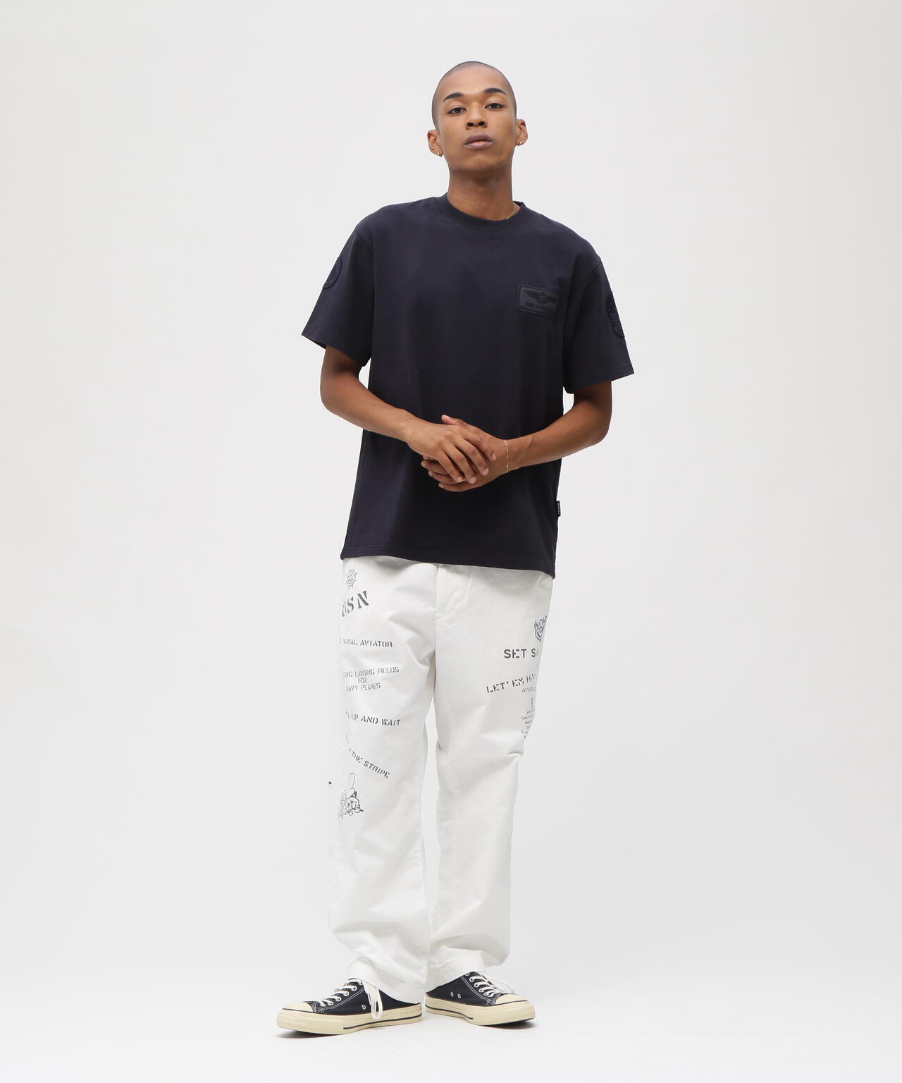 AGED LOOK STENCIL CHINO PANTS