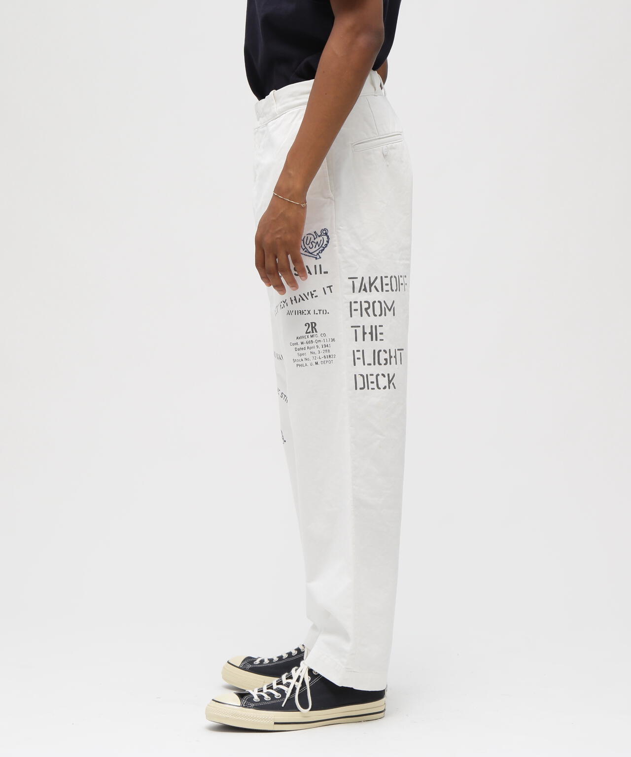 AGED LOOK STENCIL CHINO PANTS
