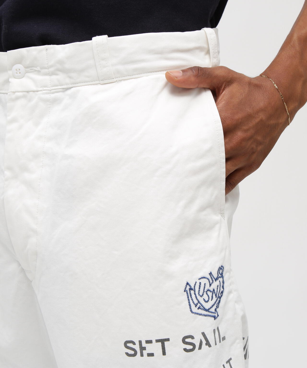 AGED LOOK STENCIL CHINO PANTS
