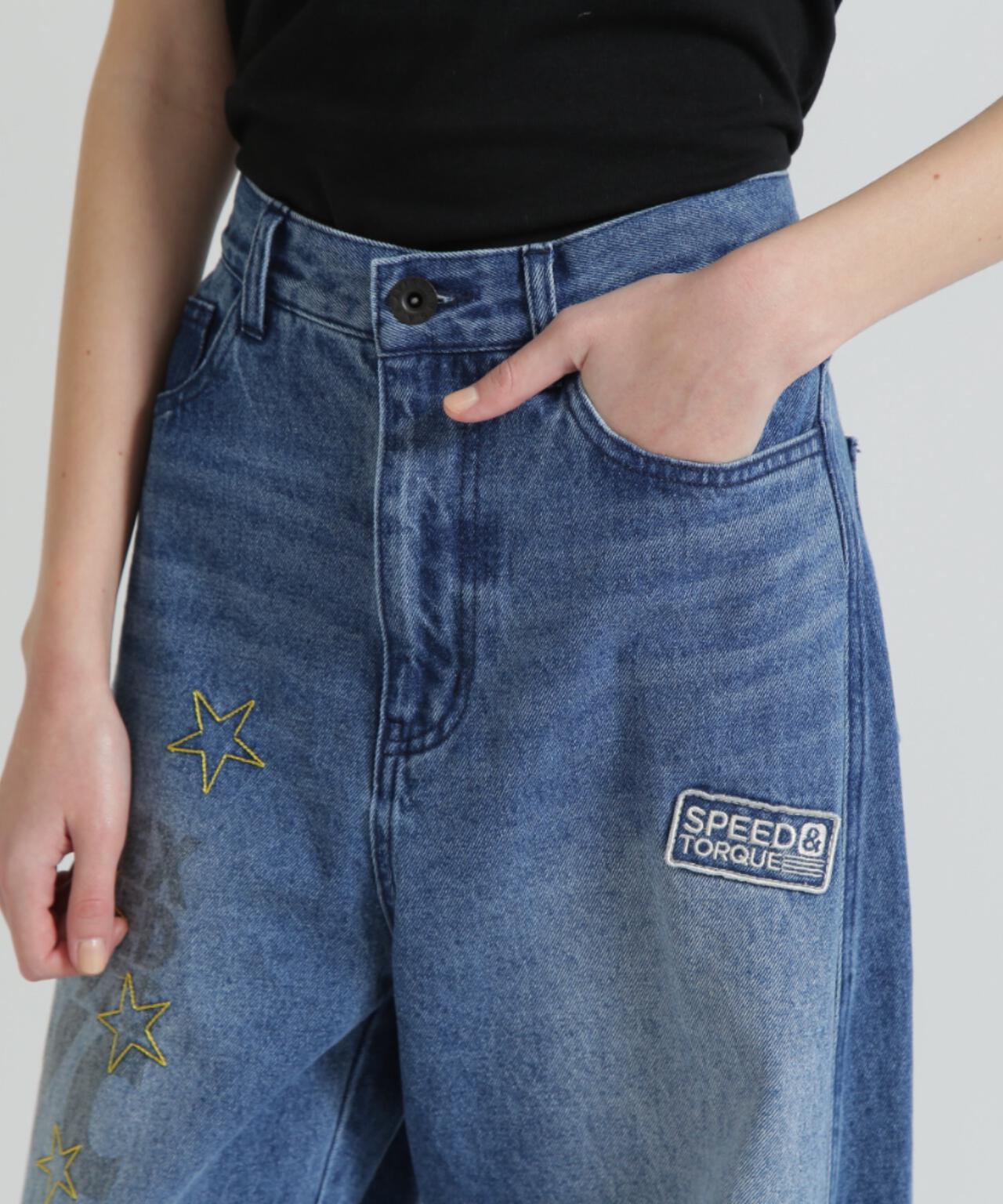 WAPPEN BARREL LEG DENIM PANTS