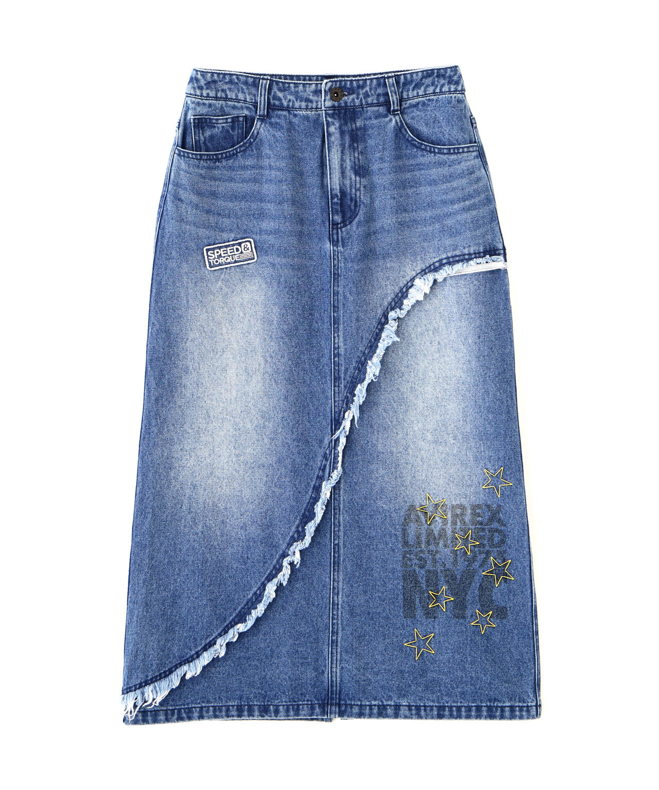 【別Ver】Amok london archive 新品　あおば着用 L－WAPPEN DENIM LONG SKIRT | AVIREX