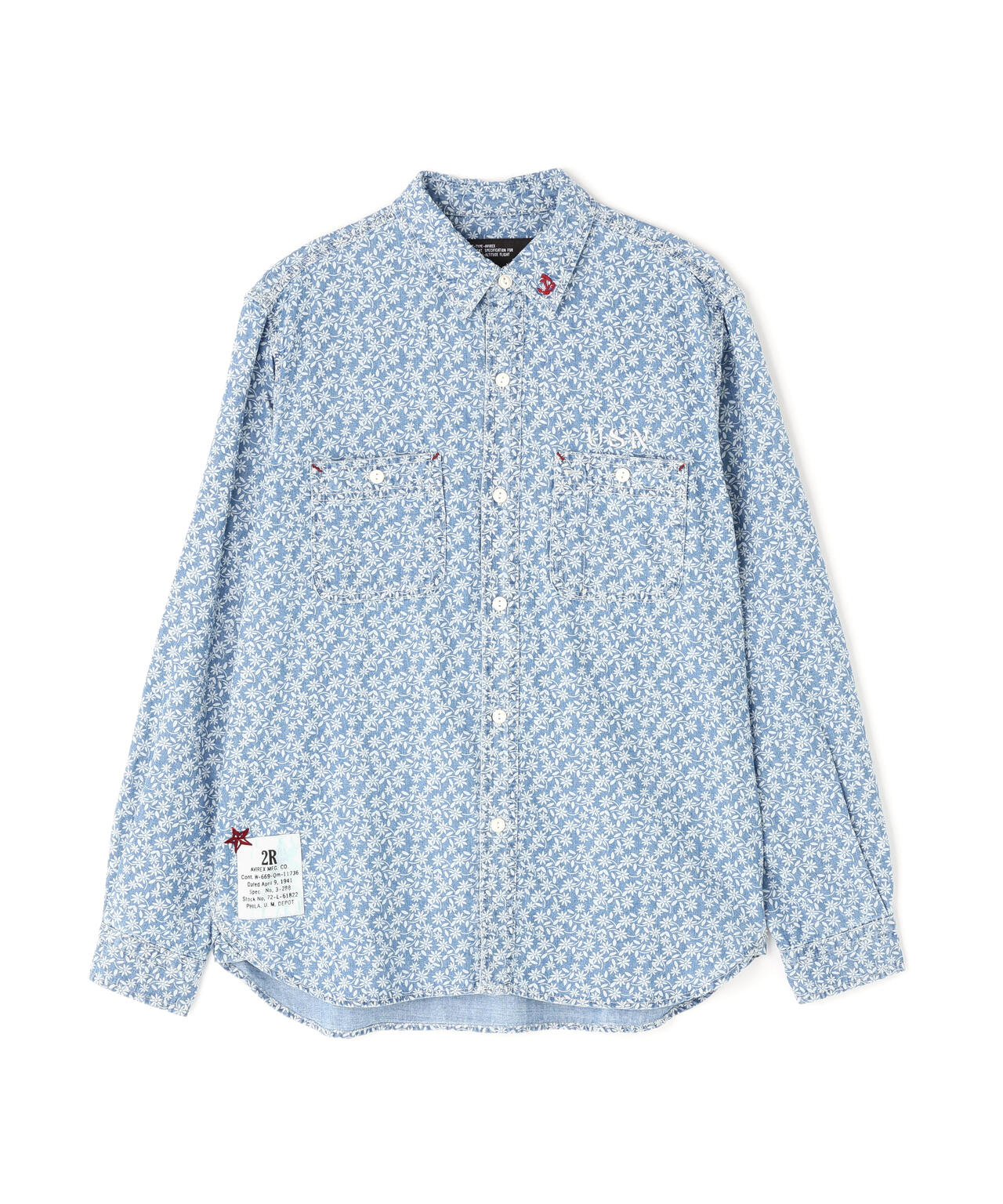 FLORAL PATTERN DENIM WORK L/S SHIRT