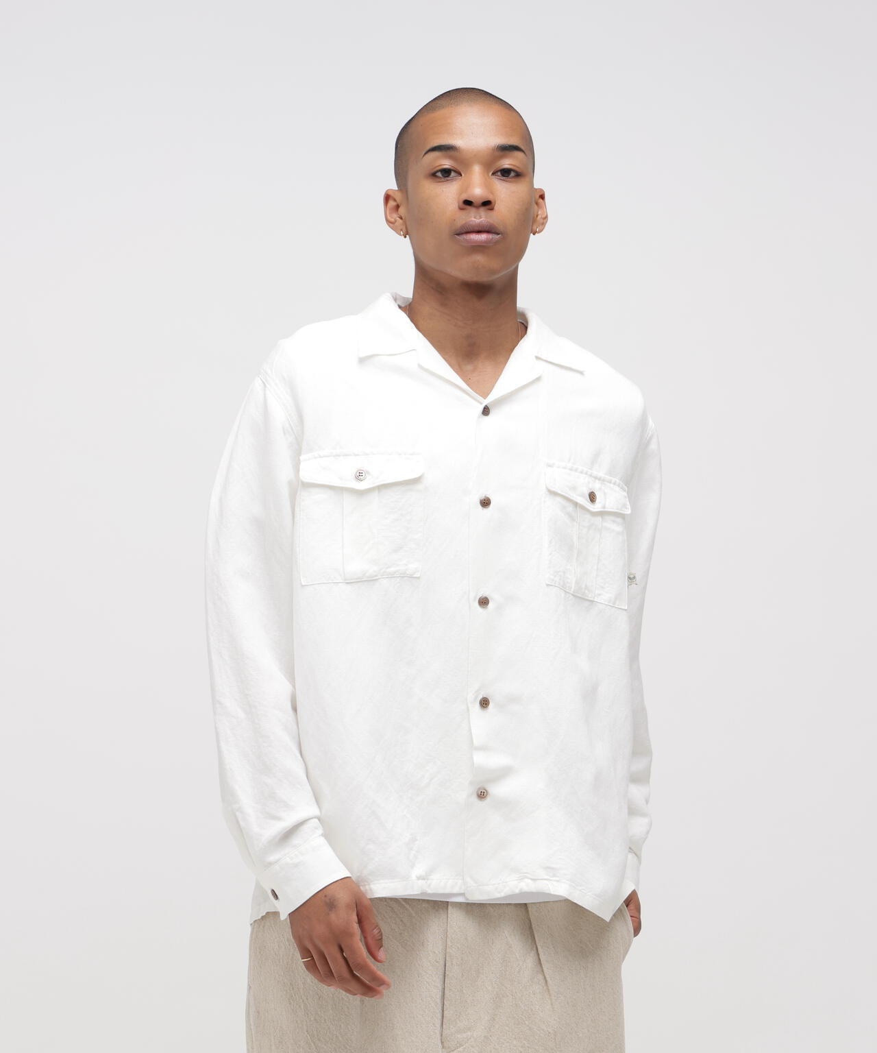 ☆TFQP by HANDROOM OPEN COLLAR SHIRT ”WHITE” | AVIREX