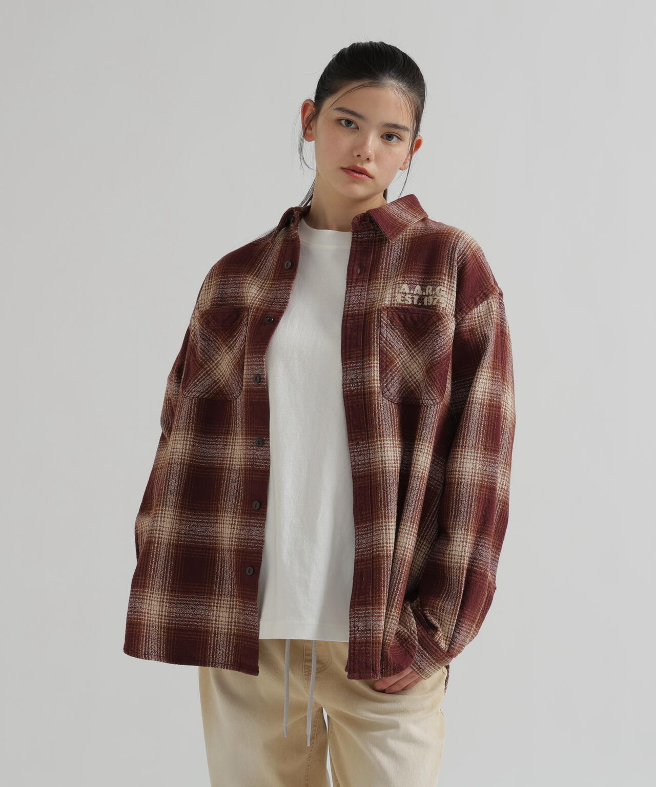 <WOMAN>OMBRE CHECK SHIRT