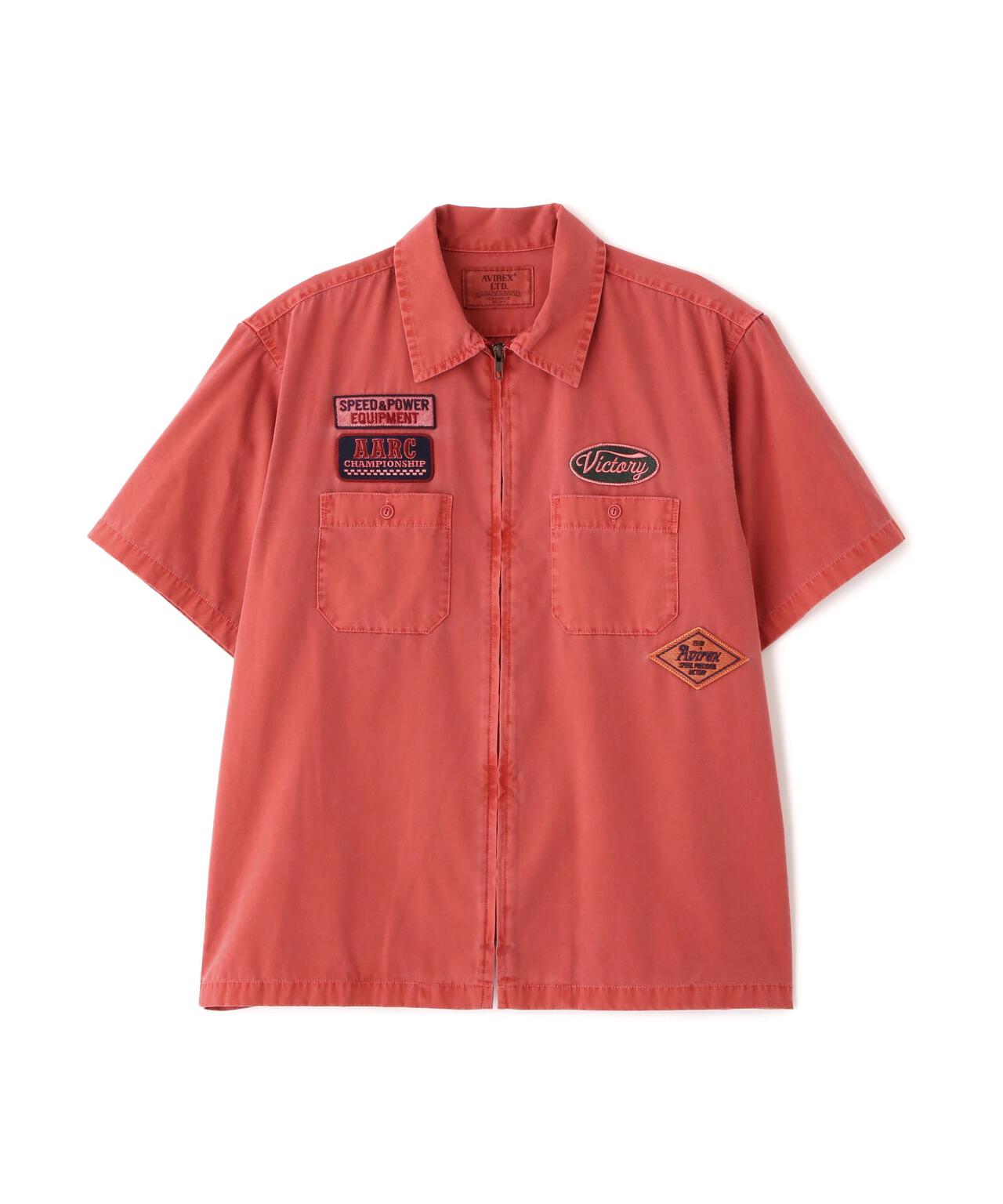《A.A.R.C》FADED PATCHED S/S ZIP WORK SHIRT