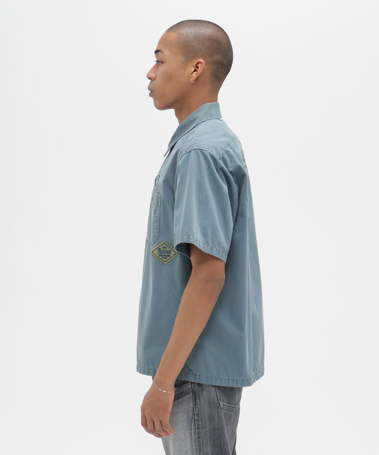 《A.A.R.C》FADED PATCHED S/S ZIP WORK SHIRT