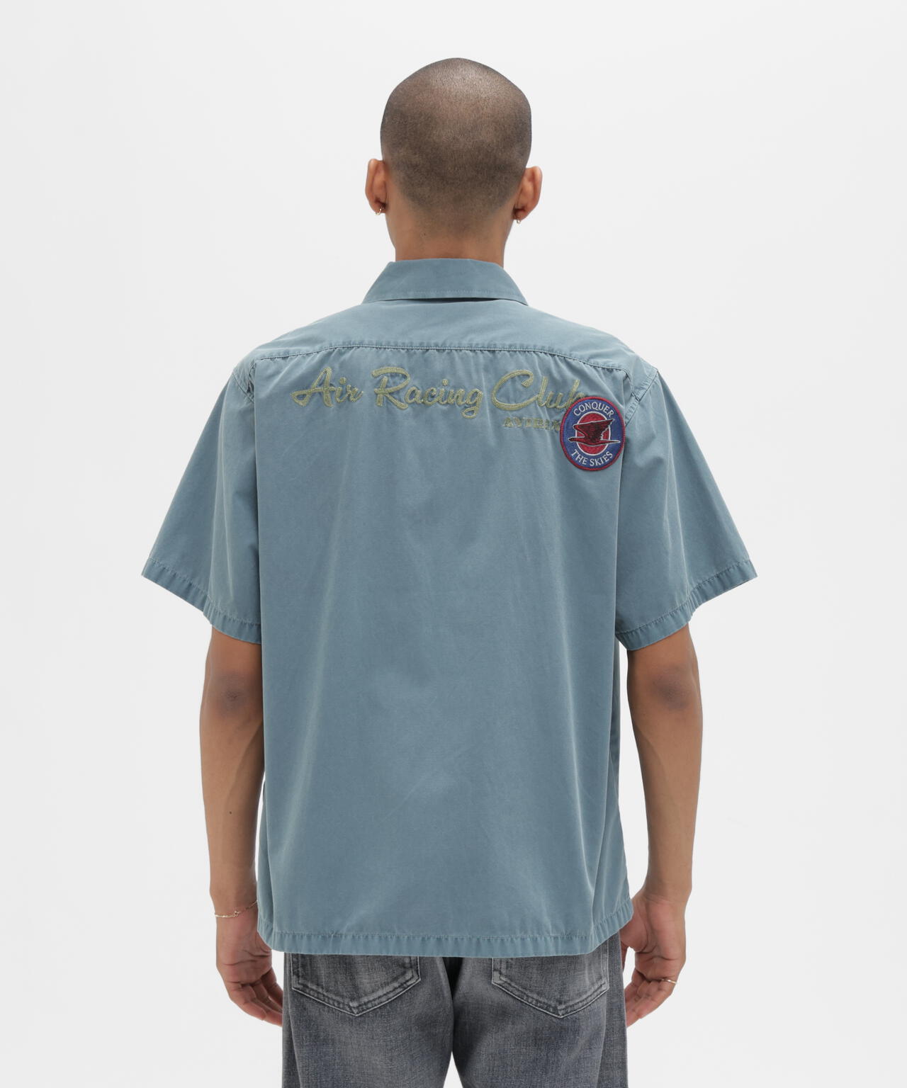 《A.A.R.C》FADED PATCHED S/S ZIP WORK SHIRT