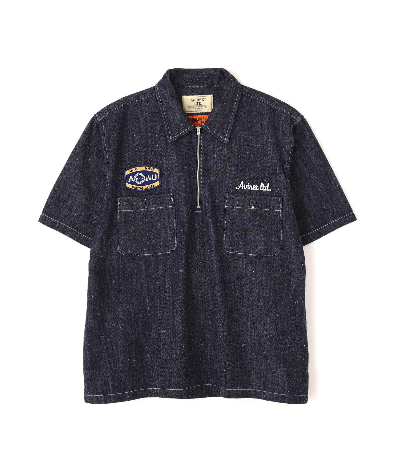 AVIREX × UNIVERSAL OVERALL》NAVY POSTAL HALF ZIP SHIRT | AVIREX