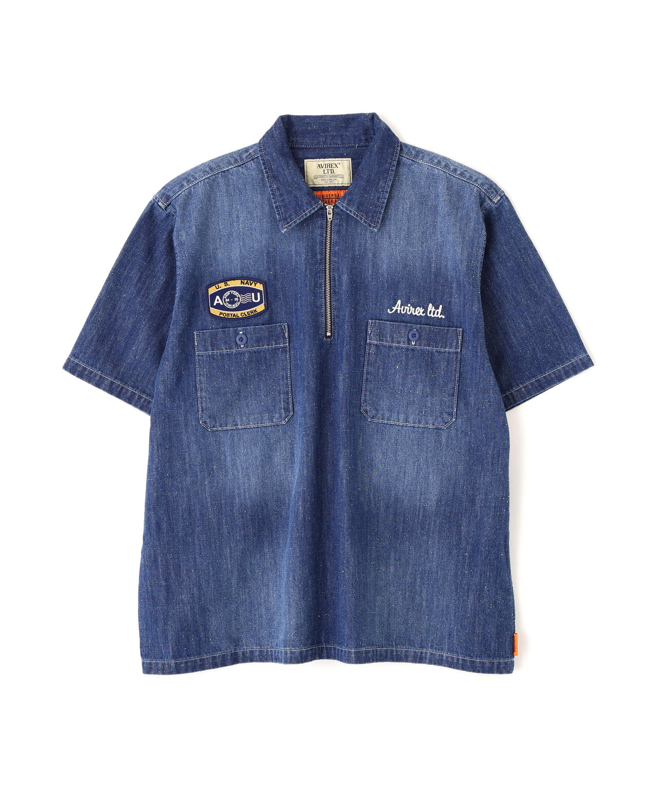 AVIREX × UNIVERSAL OVERALL》NAVY POSTAL HALF ZIP SHIRT | AVIREX