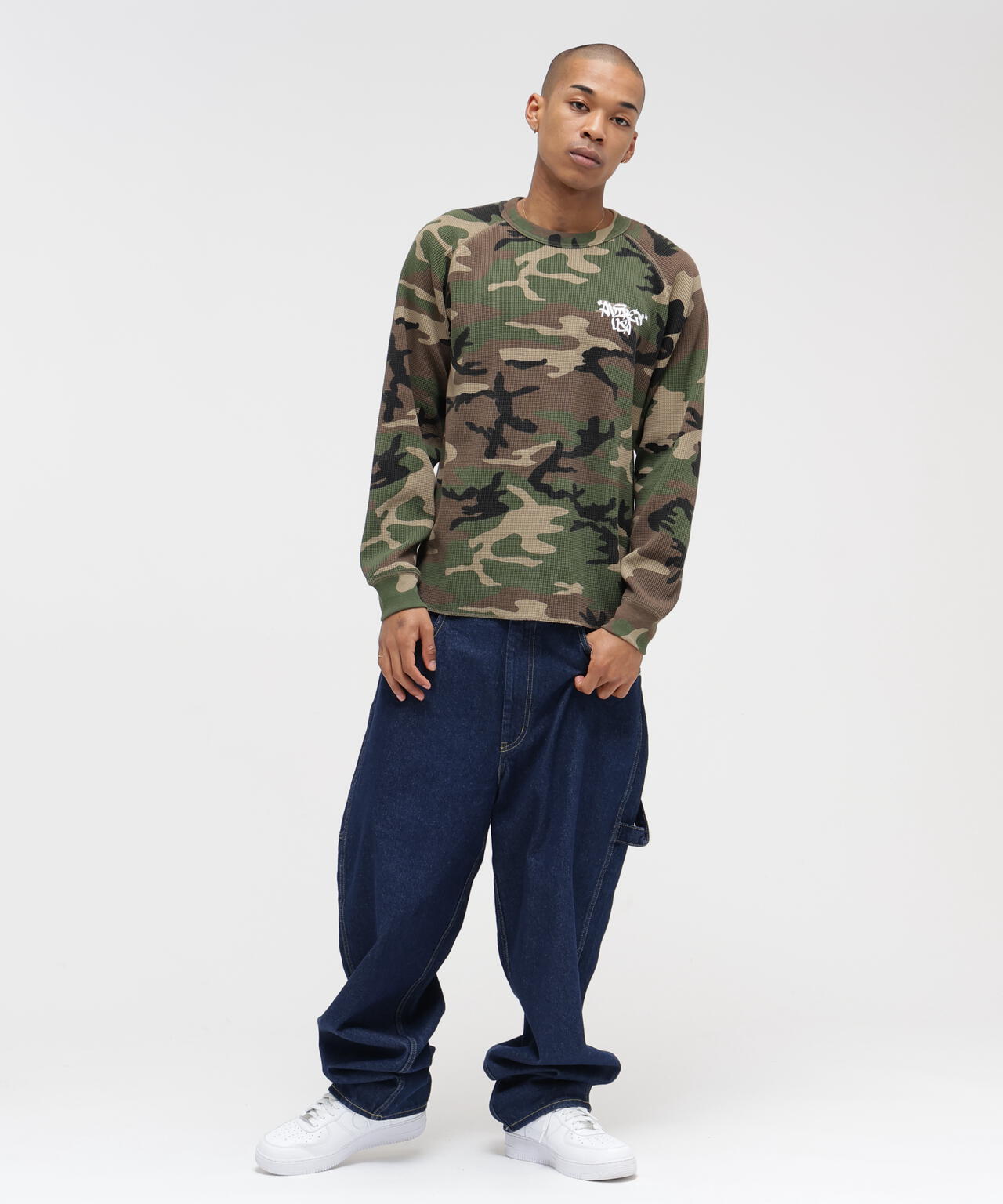 直営店限定》MINI WAFFLE CAMO RAGLAN L/S T-SHIRT | AVIREX