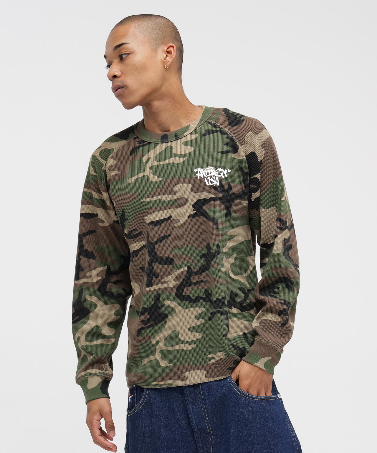 直営店限定》MINI WAFFLE CAMO RAGLAN L/S T-SHIRT | AVIREX