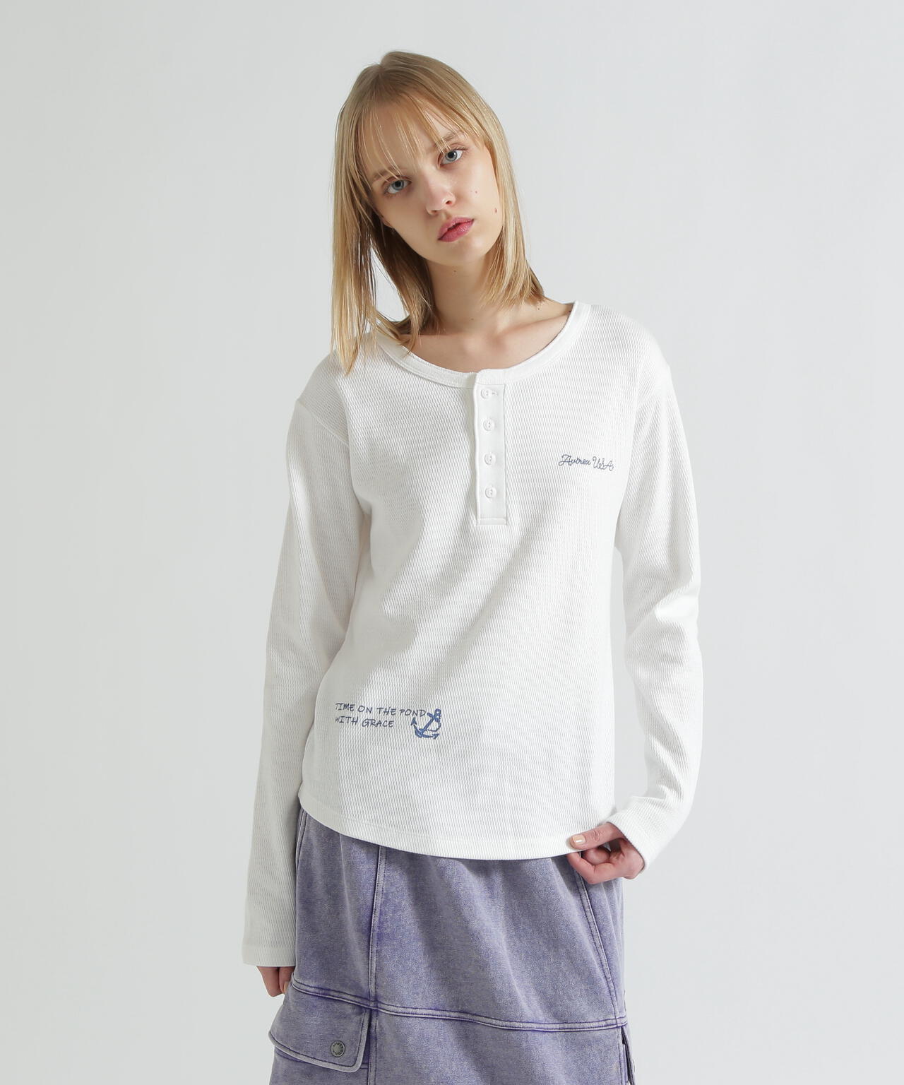 《WOMAN》HONEYCOMB WAFFLE HENLEY