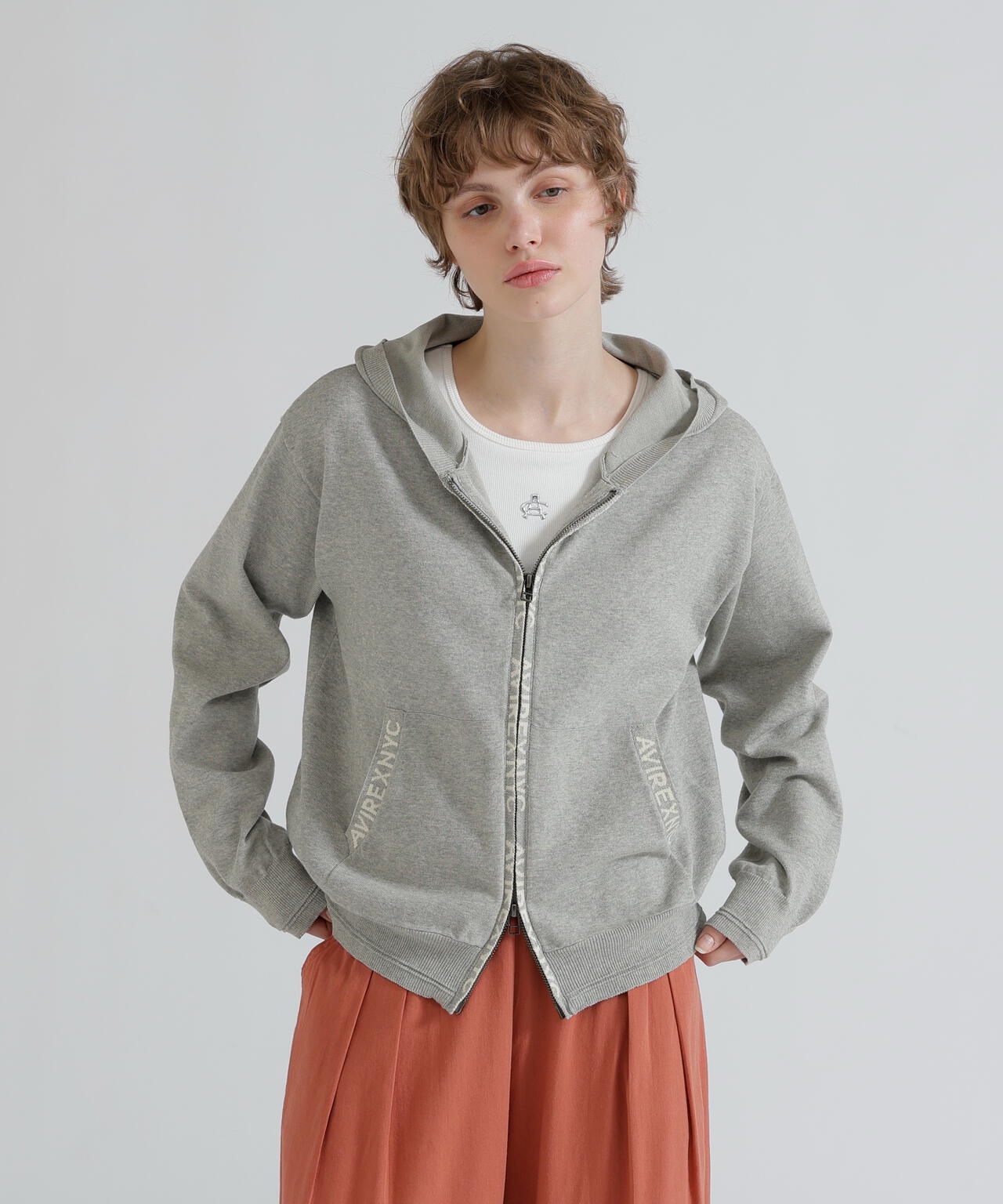 《WOMAN》SWEAT LOOK KNIT HOODIE