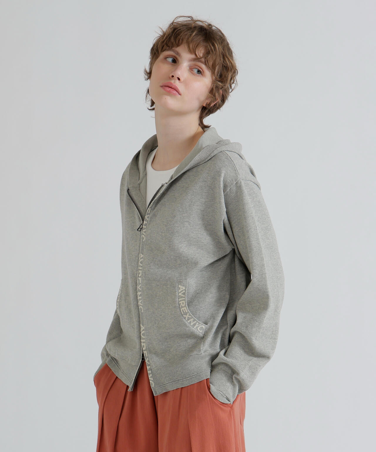 《WOMAN》SWEAT LOOK KNIT HOODIE