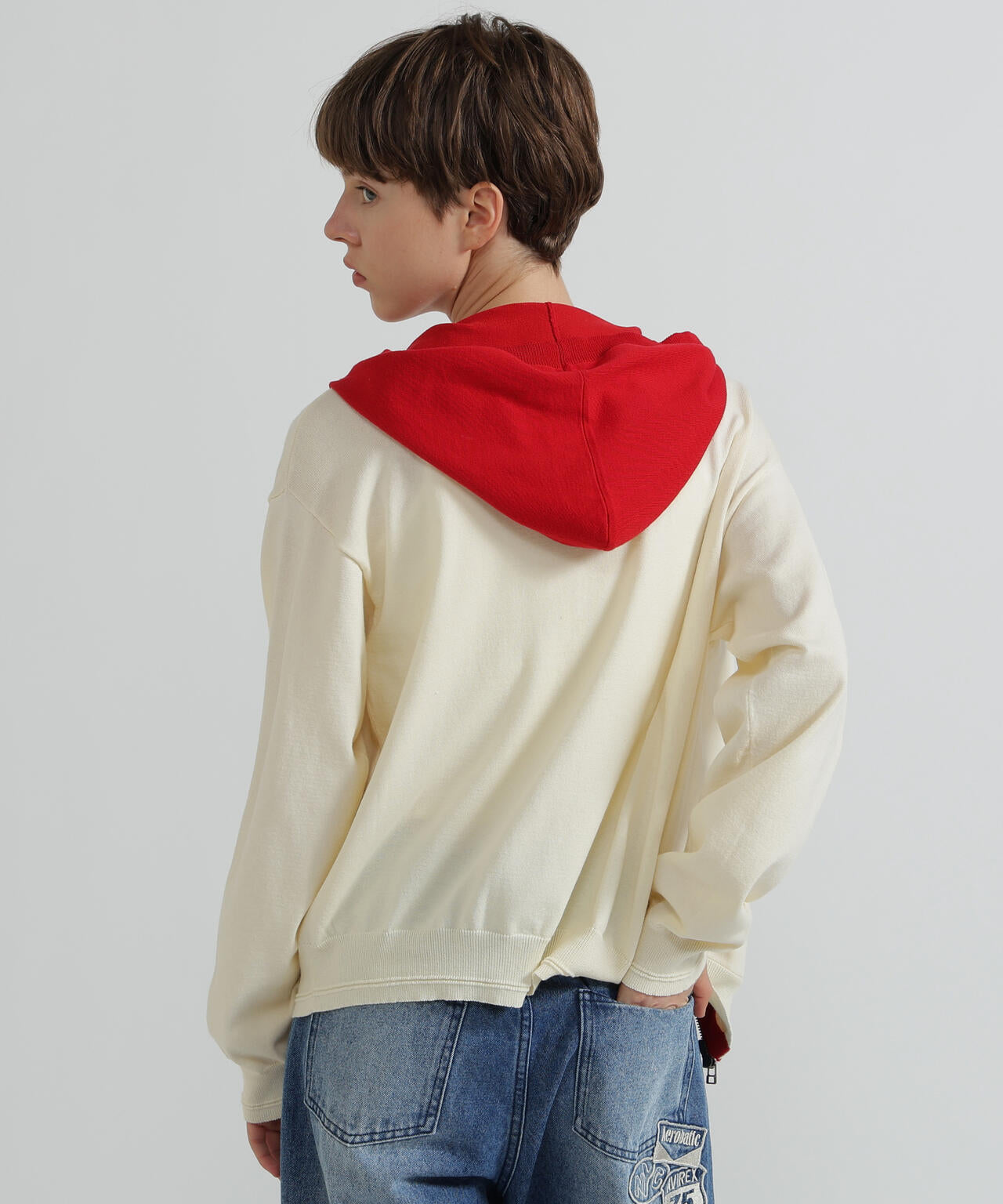 《WOMAN》SWEAT LOOK KNIT HOODIE