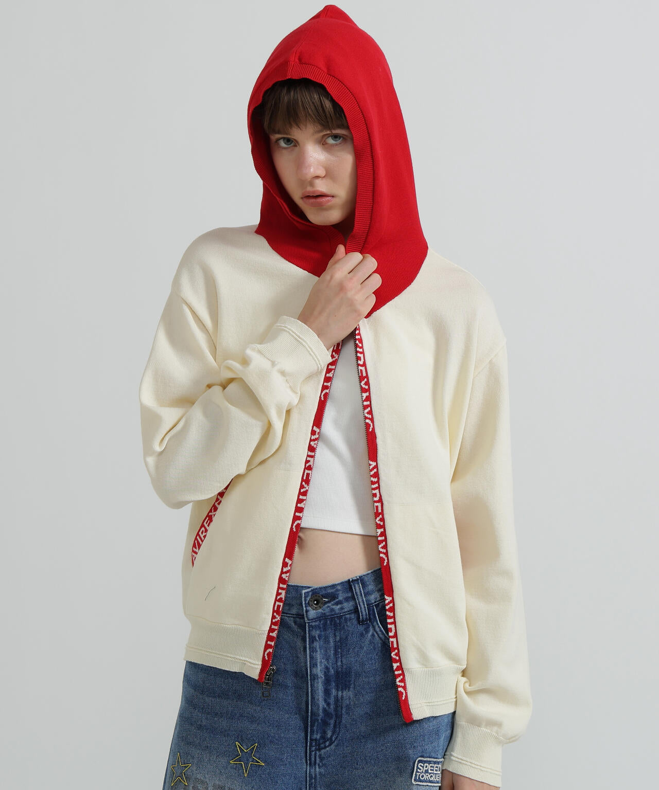 《WOMAN》SWEAT LOOK KNIT HOODIE