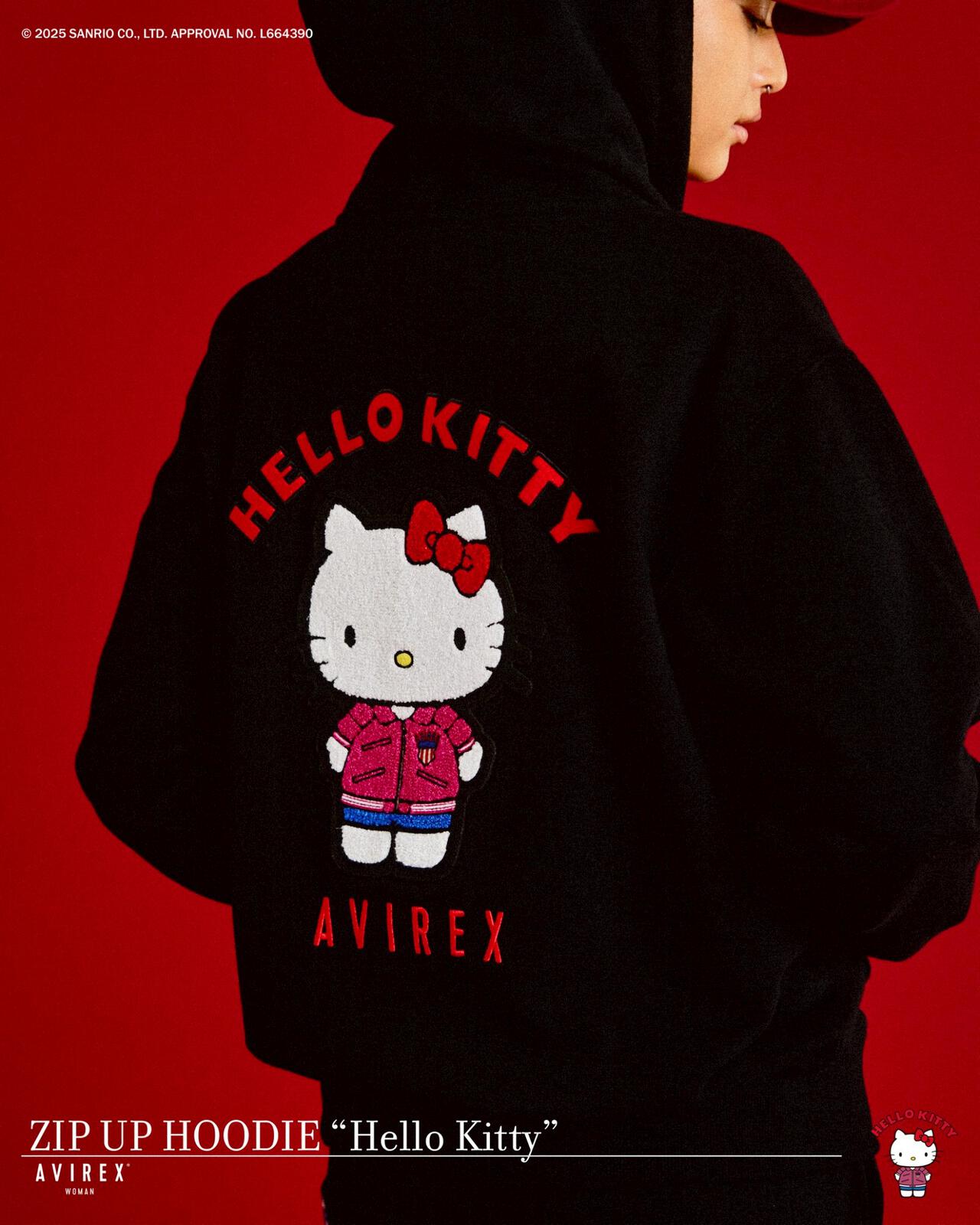 AVIREX × HELLO KITTY コラボパーカー Sサイズ ブラック 楽天市場】AVIREX 公式通販｜《AVIREX×HELLO KITTY》HOODIE/フーディー
