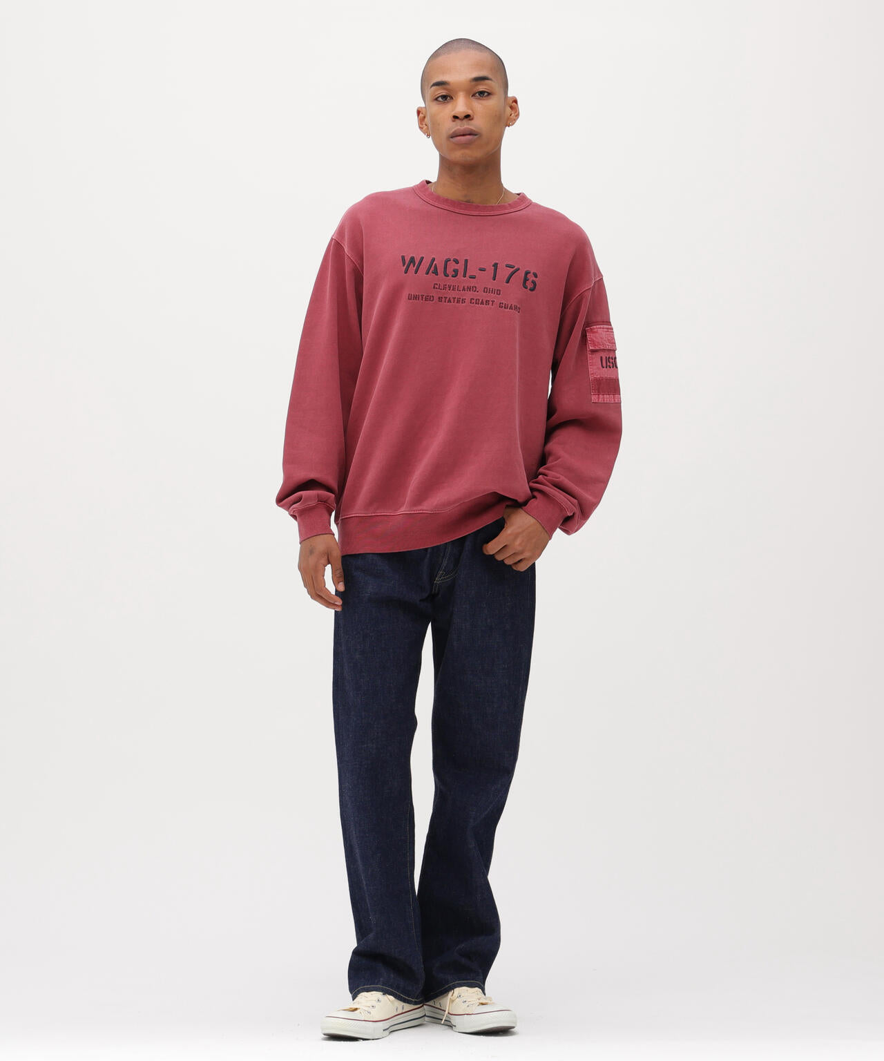 FADED MIL.POCKET CREWNECK SWEAT | AVIREX（アヴィレックス