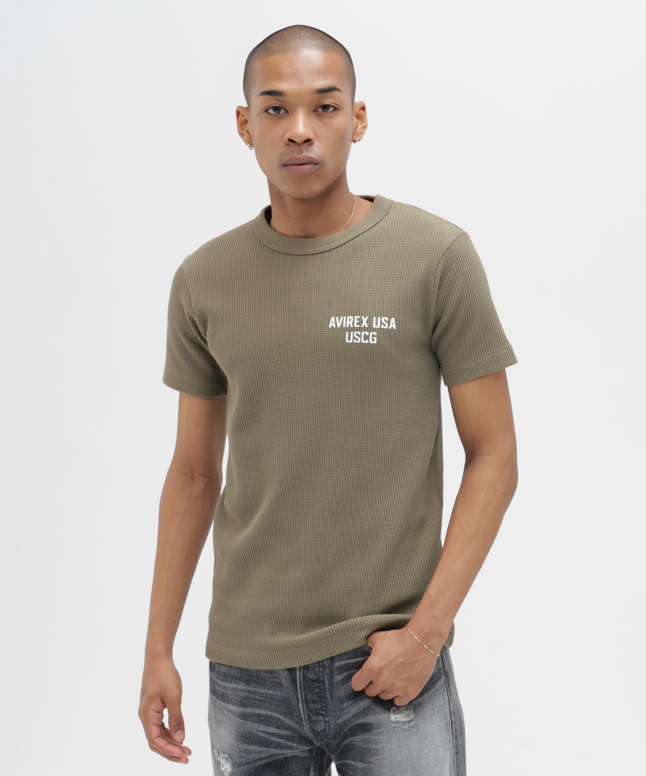 サリゲナク 泥棒 Ten Mile Wear Crew Neck 撥水ワッフル MINI WAFFLE T-SHIRT ”U.S.COAST GUARD” | AVIREX（アヴィレックス