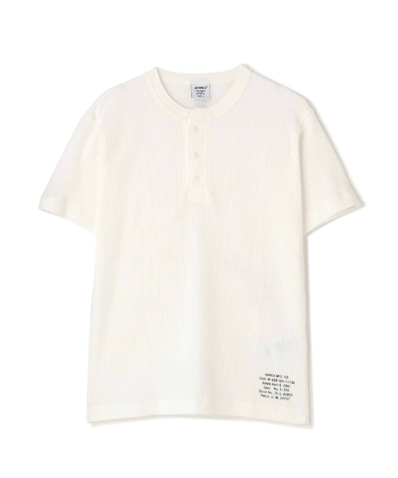 MINI WAFFLE HENRY NECK T-SHIRT ”STENCIL” | AVIREX（アヴィレックス