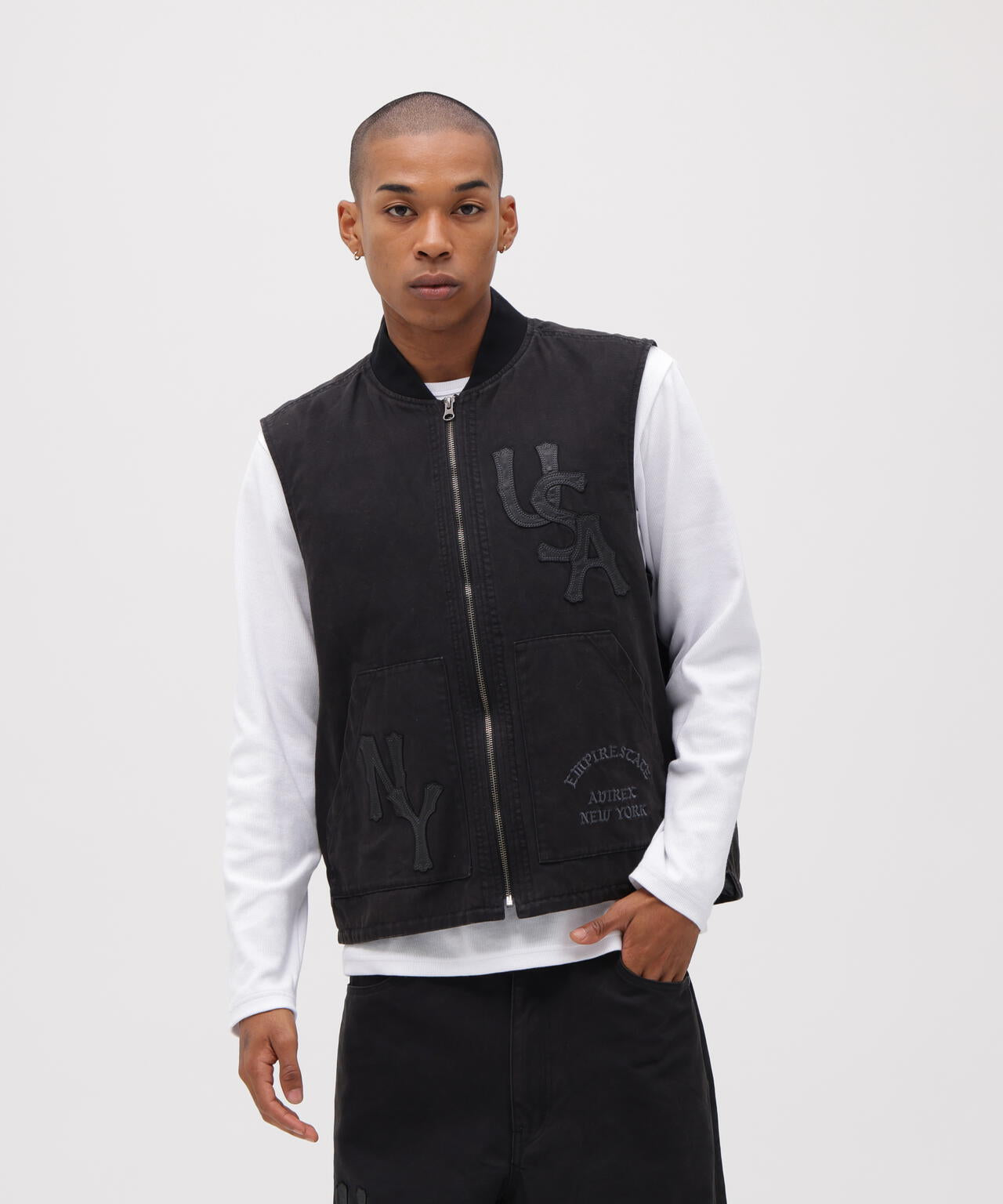 LEATHER PATCH DUCK VEST | AVIREX（アヴィレックス） ｜【公式】通販