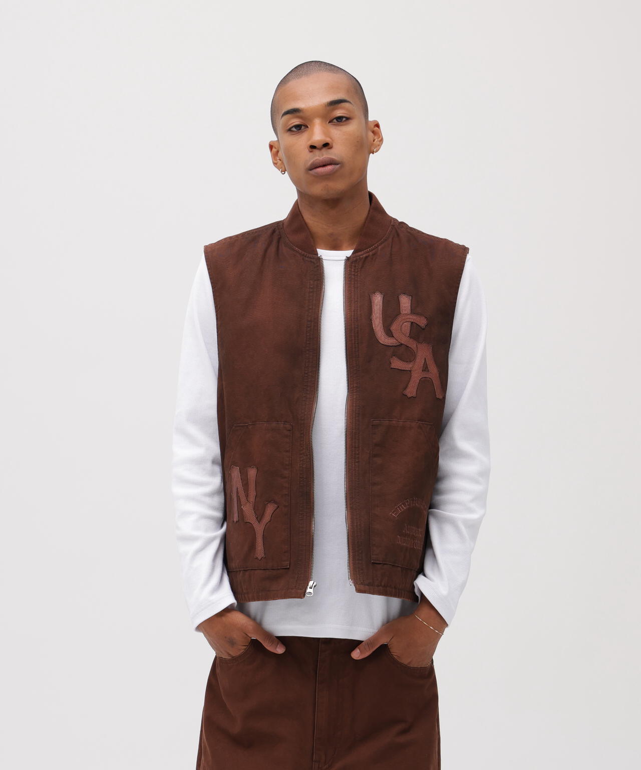 LEATHER PATCH DUCK VEST
