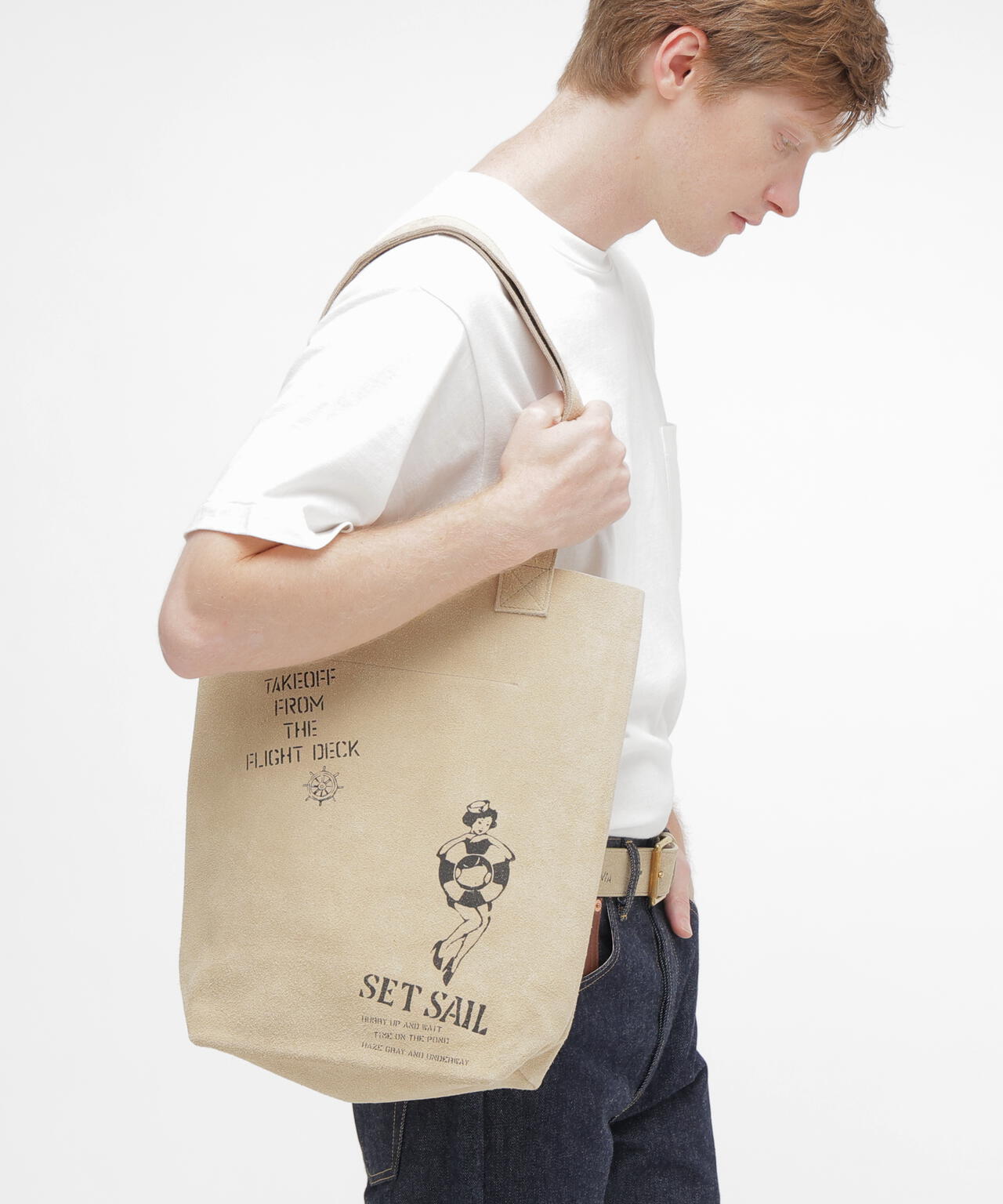 JAPAN MADE SUEDE TOTE BAG ”USN”