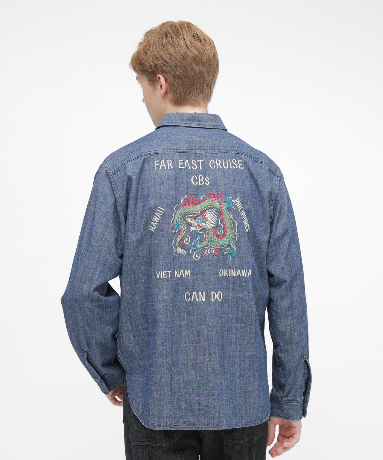 《NAVAL COLLECTION》CHAMBRAY NAVY TOUR LONG SLEEVE SHIRT