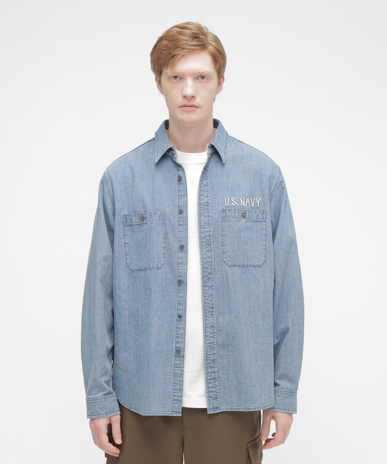 《NAVAL COLLECTION》CHAMBRAY NAVY TOUR LONG SLEEVE SHIRT