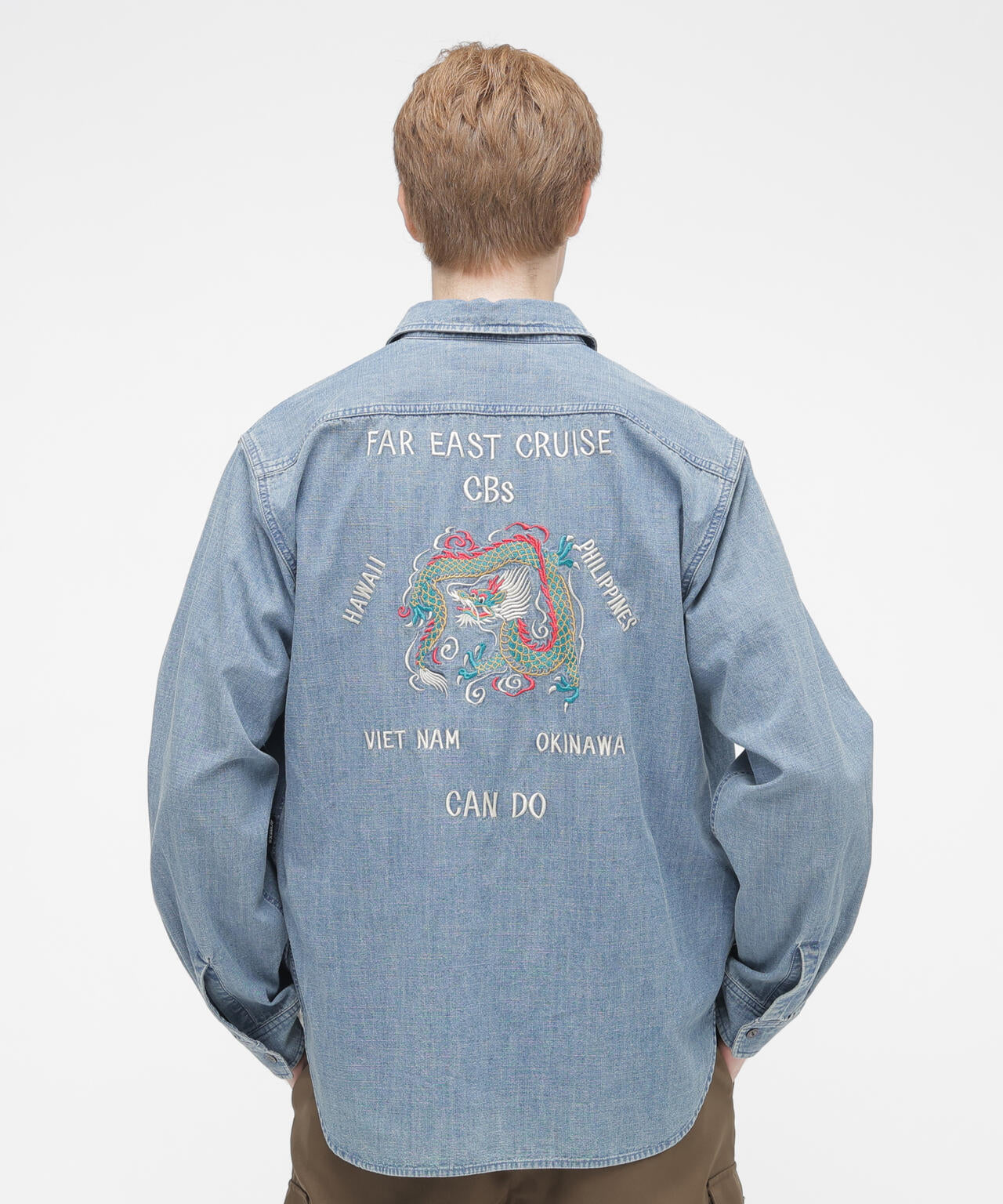 《NAVAL COLLECTION》CHAMBRAY NAVY TOUR LONG SLEEVE SHIRT