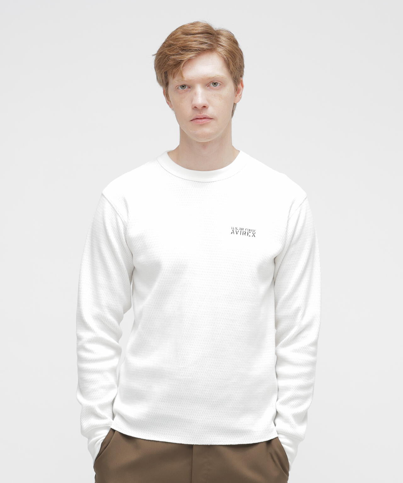 HONEYCOMB WAFFLE L/S CREW T-SHIRT