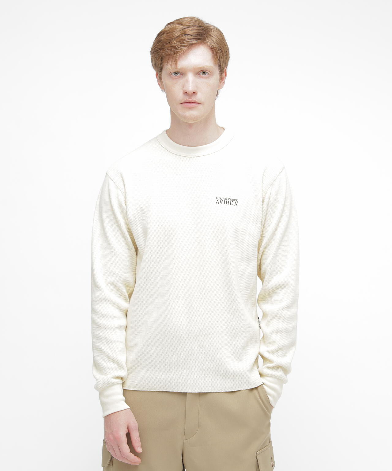HONEYCOMB WAFFLE L/S CREW T-SHIRT