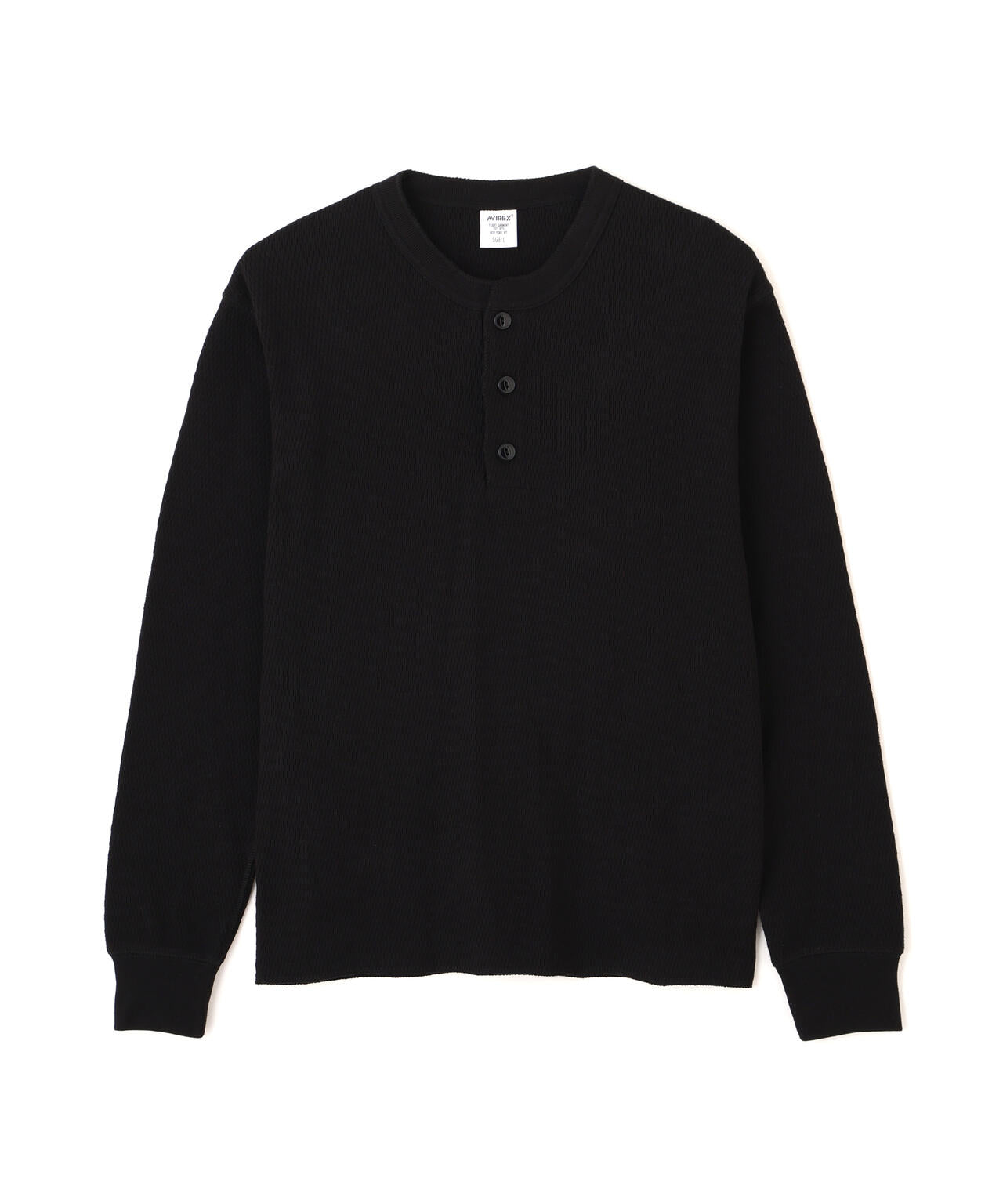 HONEYCOMB WAFFLE L/S HENRY NECK T-SHIRT