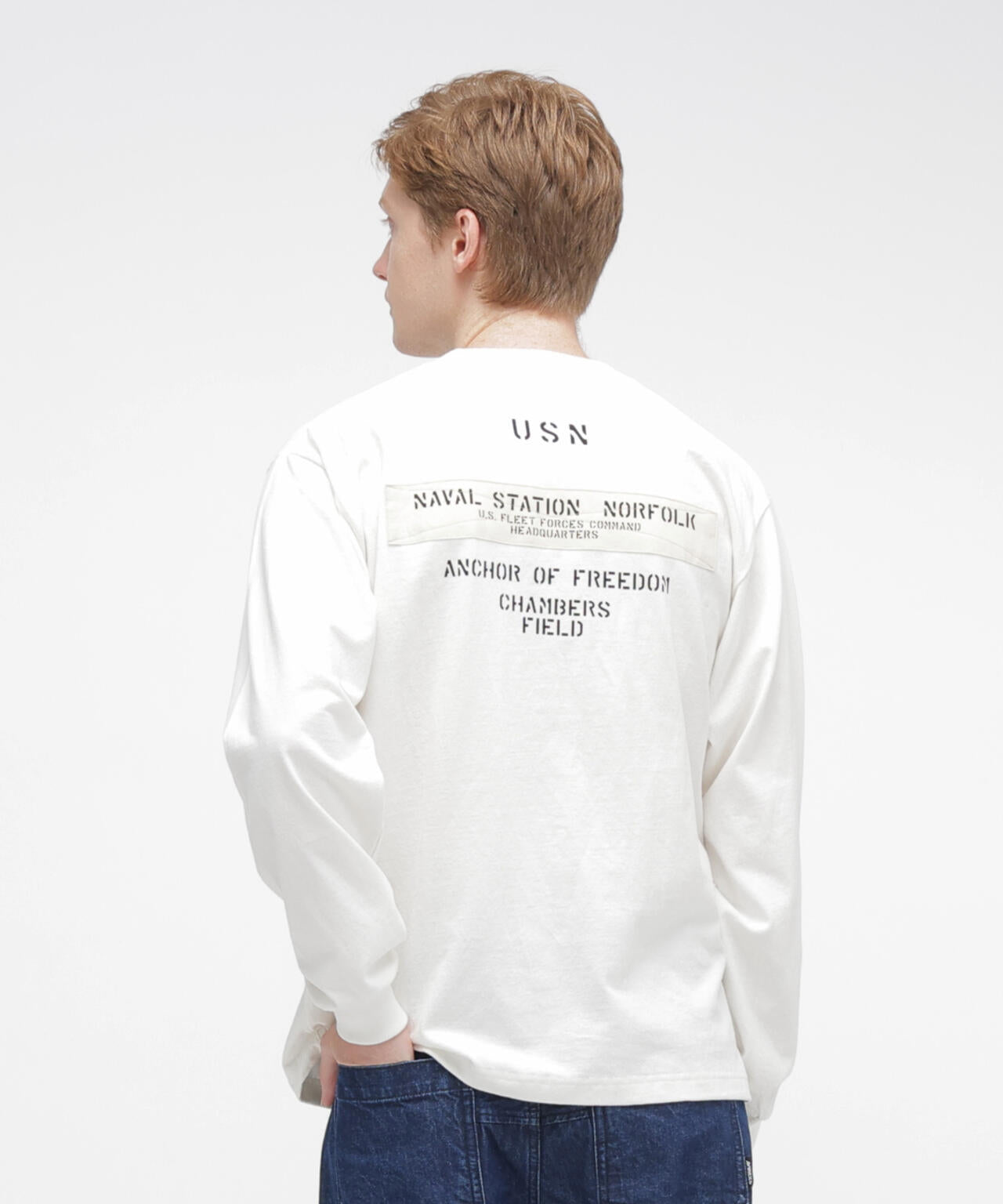L/S T-SHIRT ”NAVY STENCIL”